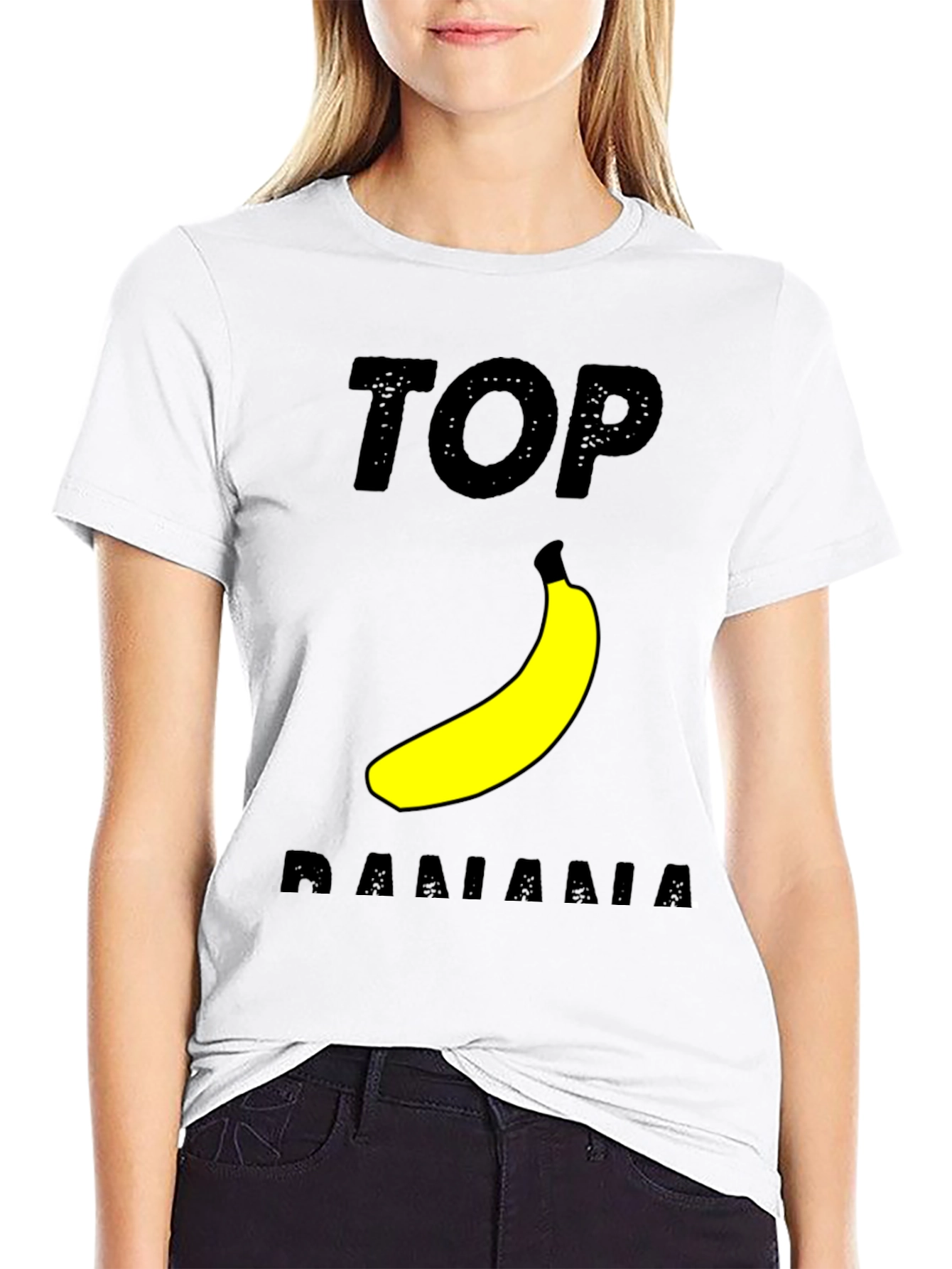 Black Top Banana Graphic T-Shirt - Black Cotton Tee view 9