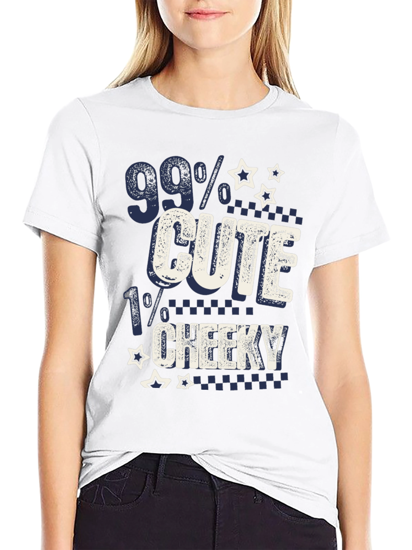Black 99% Cute 1% Cheeky Graphic T-Shirt view 9