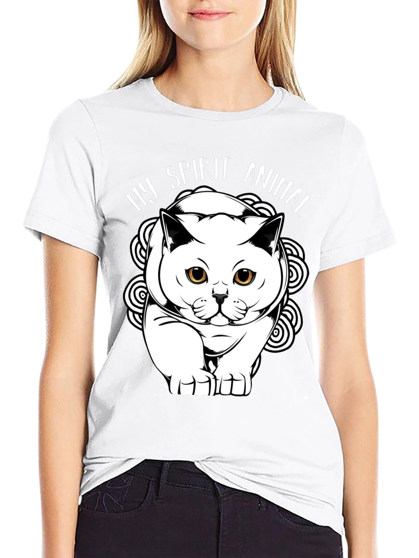 Black My Spirit Animal Cat Graphic T-Shirt view 9