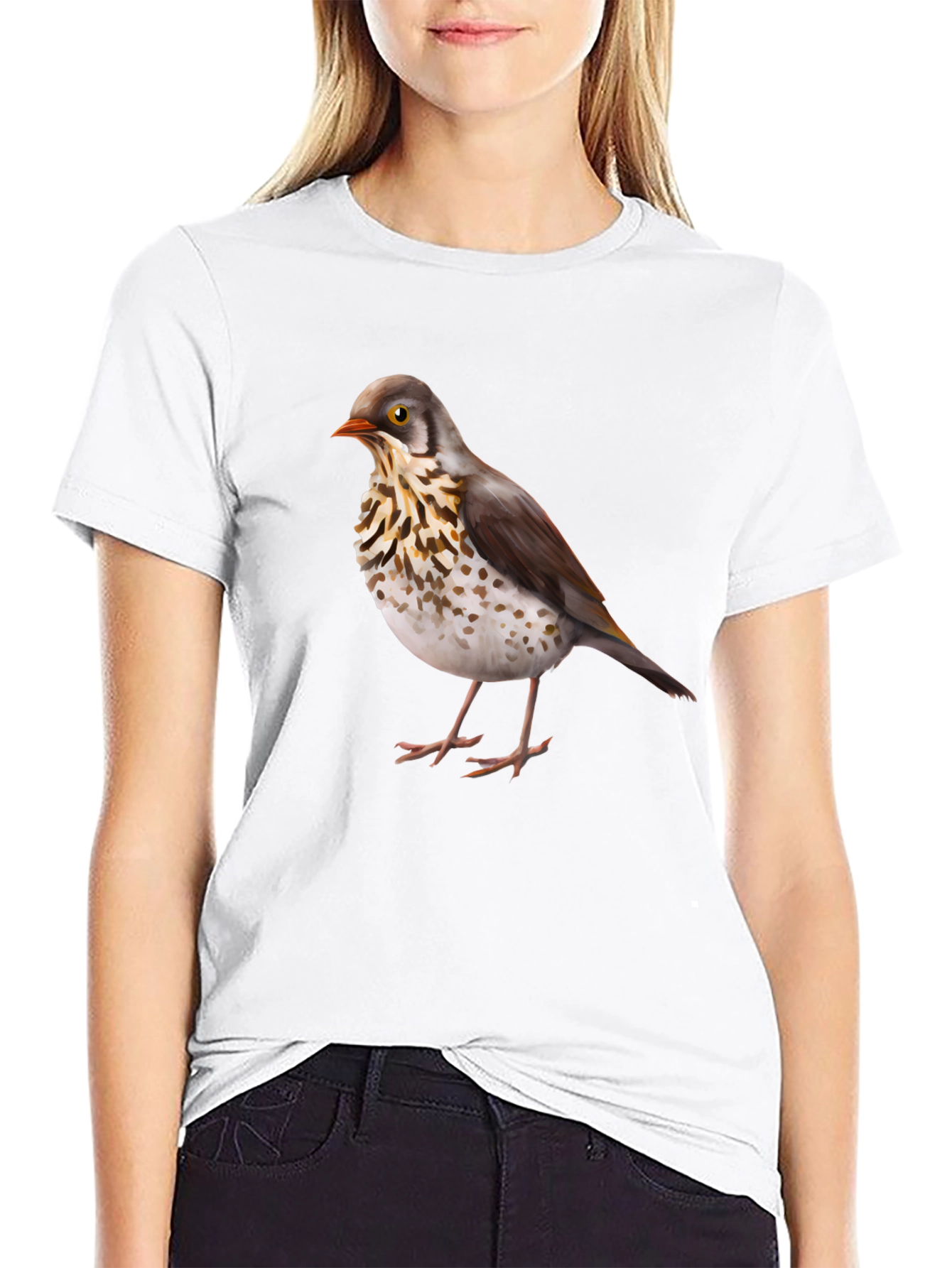 Black Bird Graphic Print Black T-Shirt view 9