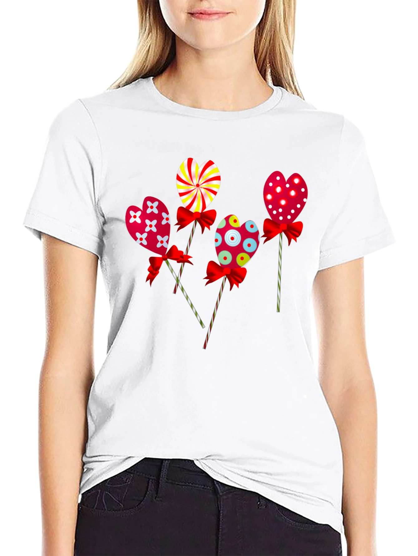 Black Heart Lollipop Graphic Tee - Cute Candy Design view 9