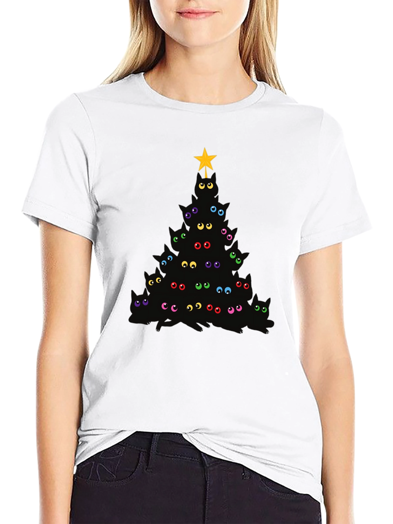 Black Eye See You Christmas Tree Black T-Shirt view 9
