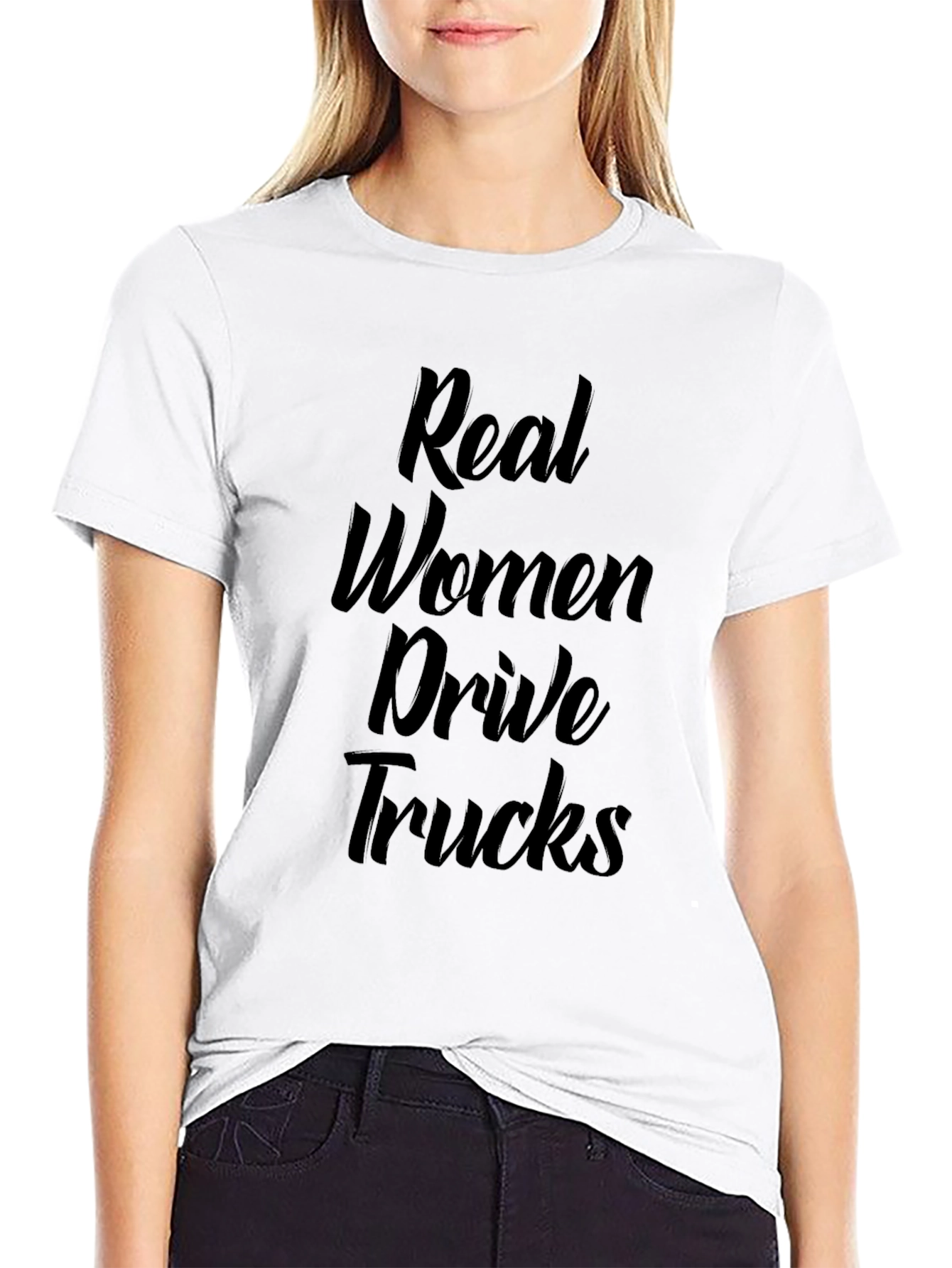 Black Real Women Drive Trucks - Graphic T-Shirt view 9