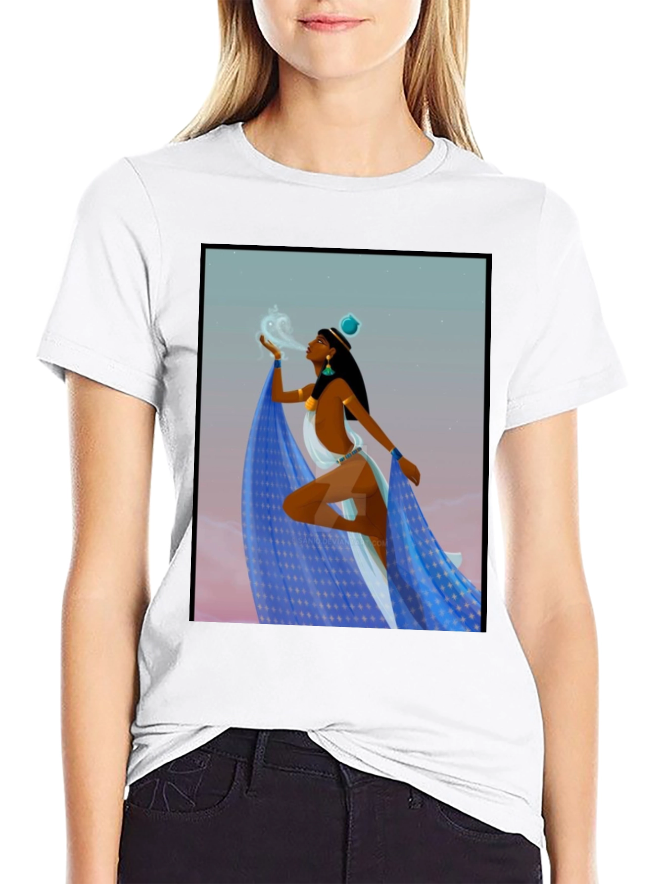Black Egyptian Woman Design Black T-Shirt view 9