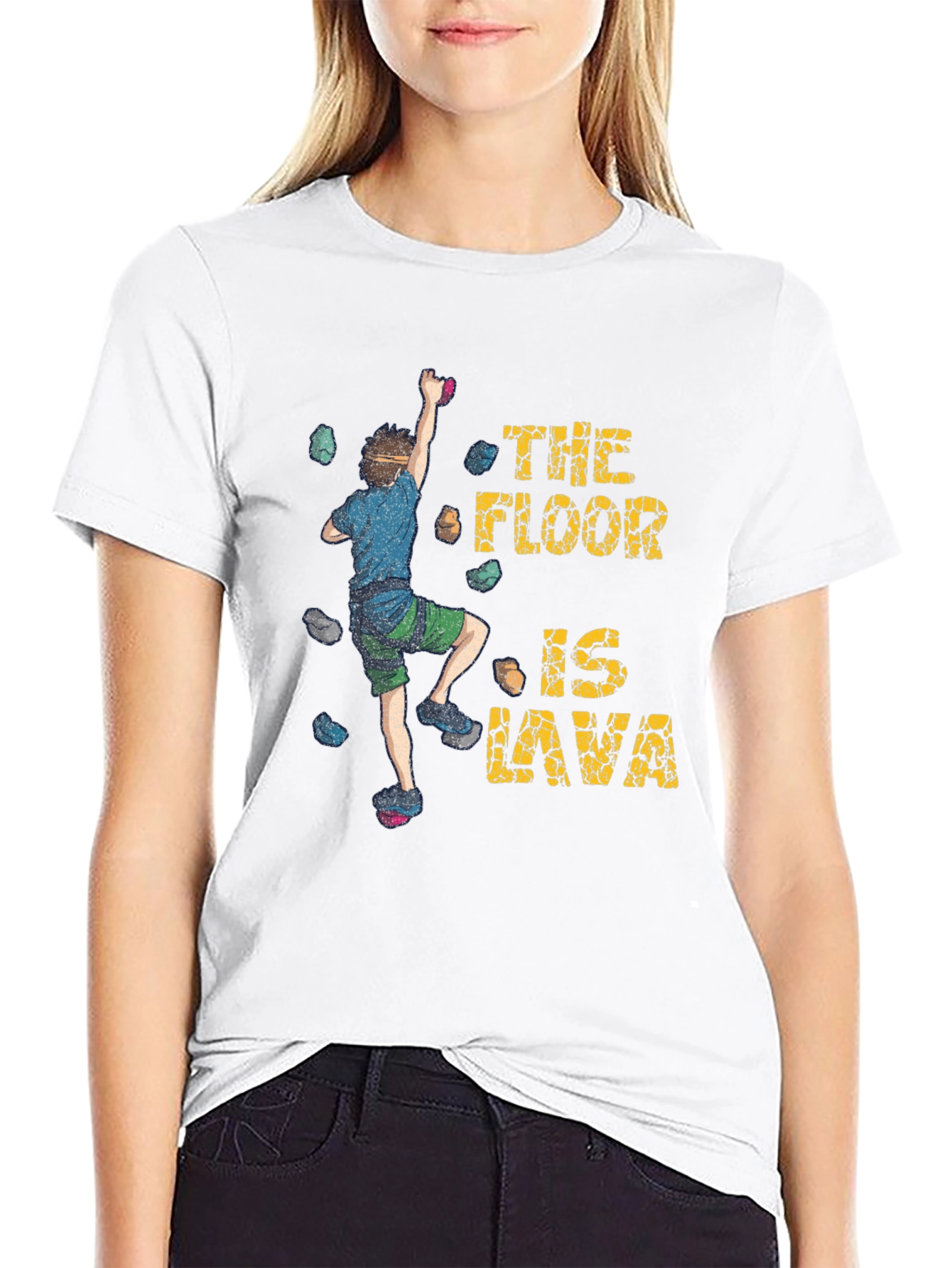 Black The Floor is Lava Climbing T-Shirt view 9