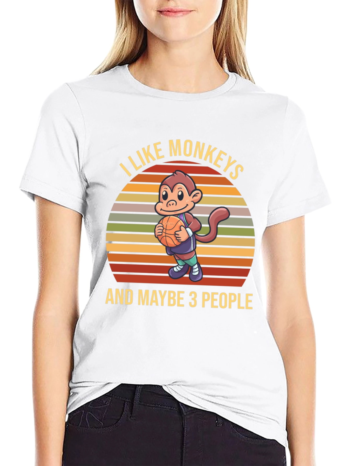 Black I Like Monkeys T-Shirt view 9