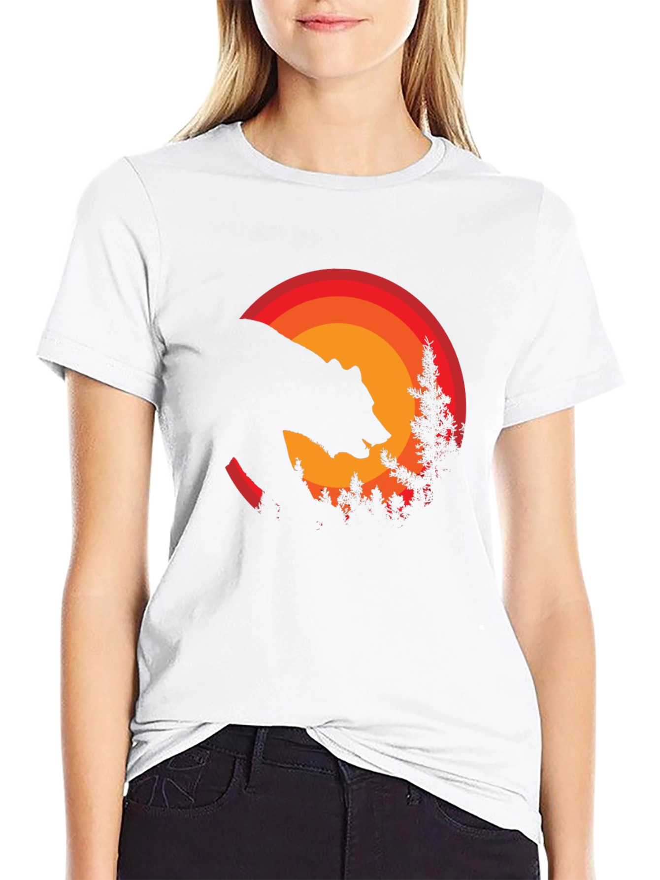 Black Bear Sunset Graphic Tee - Nature Inspired Black T-Shirt view 9