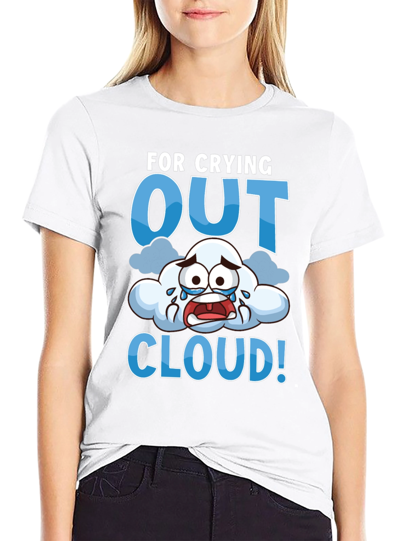 Black Crying Out Cloud T-Shirt - Funny Weather Tee view 9