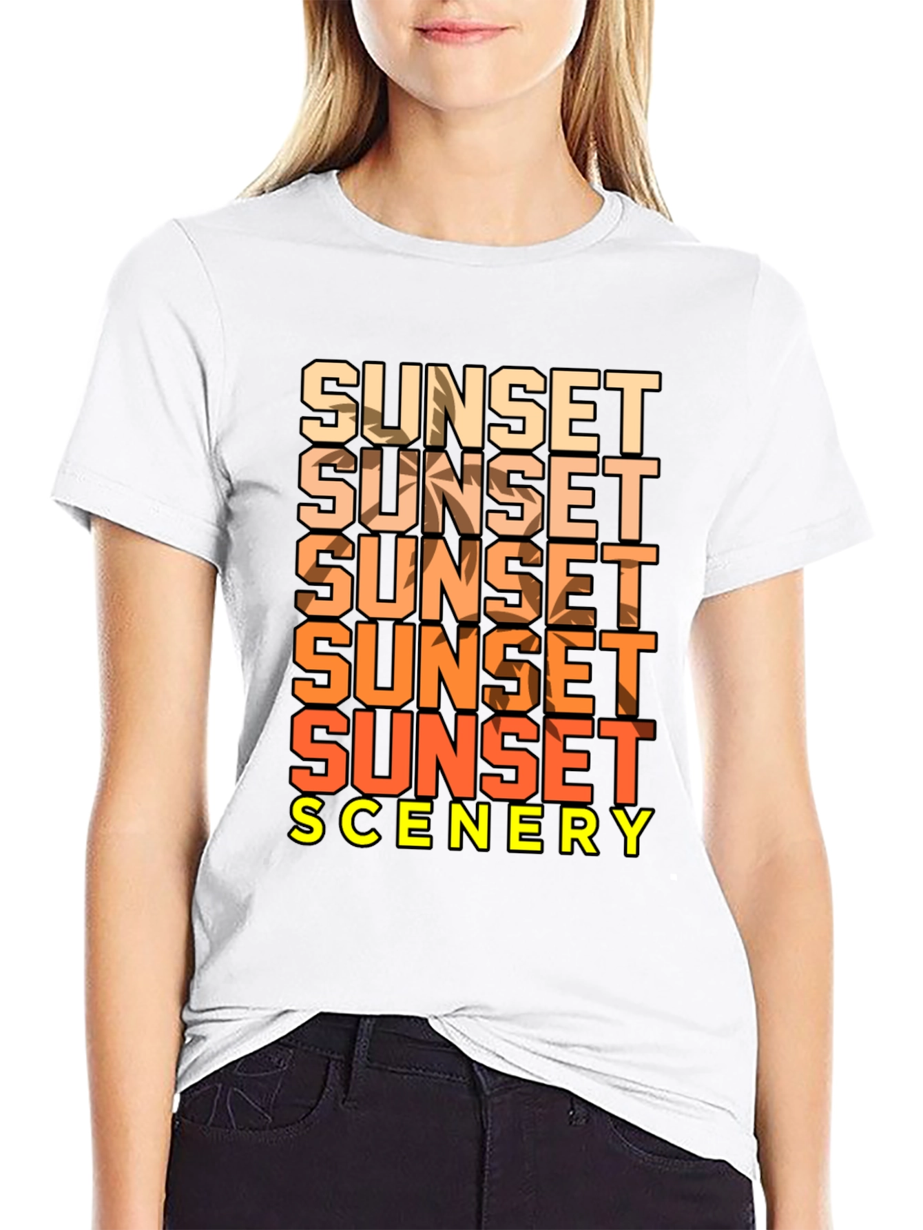 Black Sunset Scenery Graphic T-Shirt - Black view 9