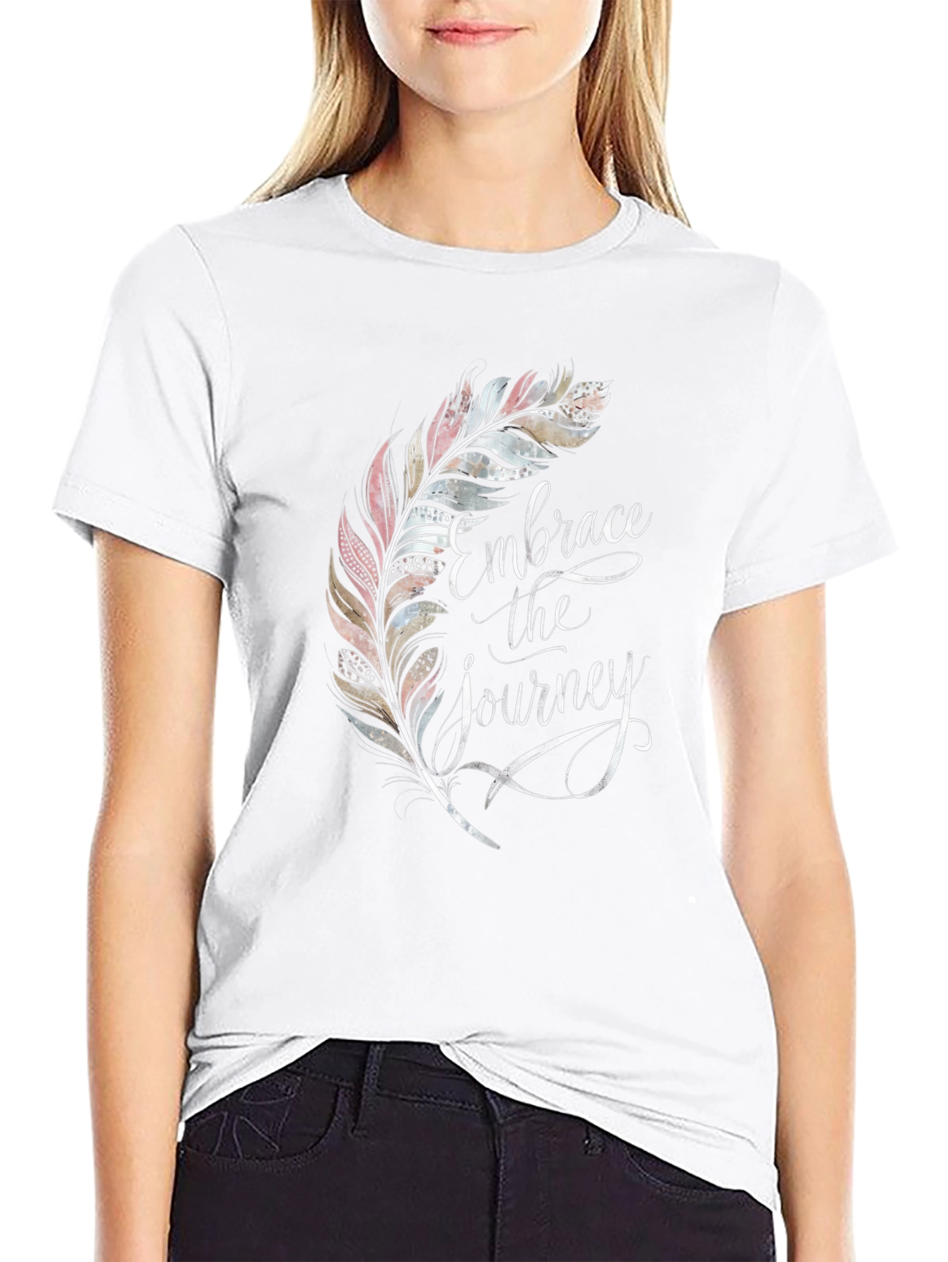 Embrace the Journey Feather Graphic T-Shirt - 9