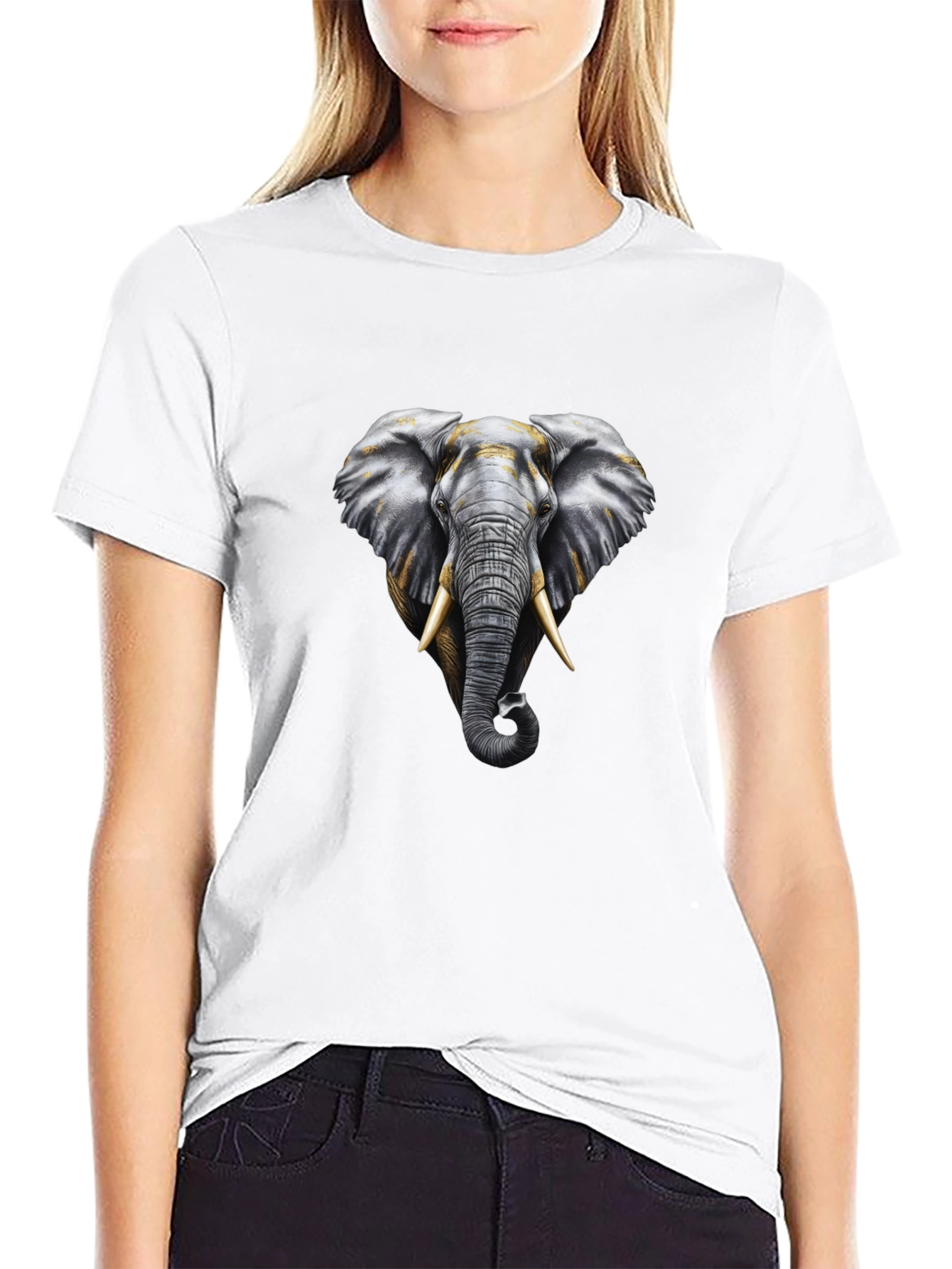 Black Elephant Graphic Tee - Black Cotton Comfort view 9