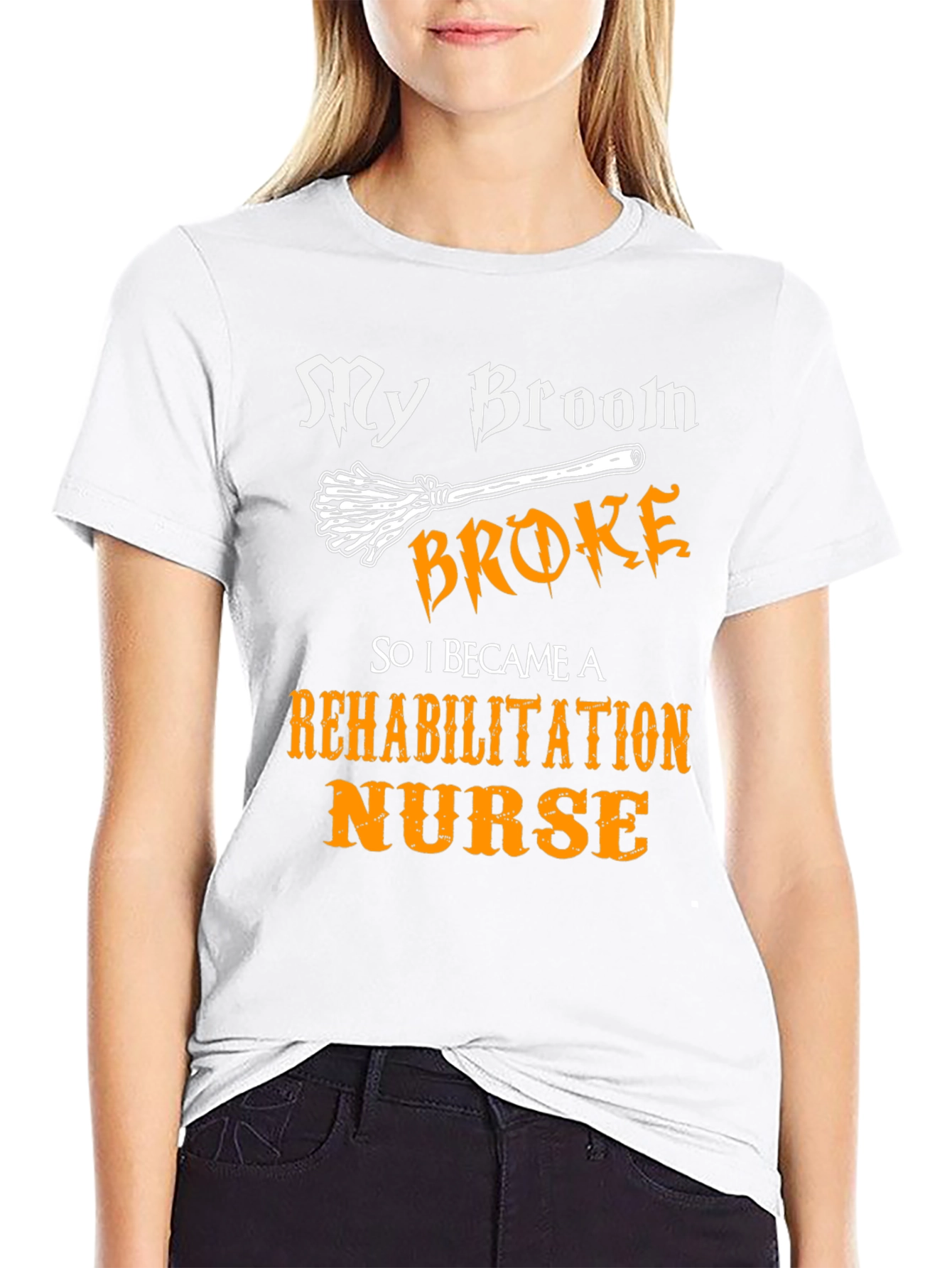 Black My Broom Broke Rehabilitation Nurse T-Shirt view 9