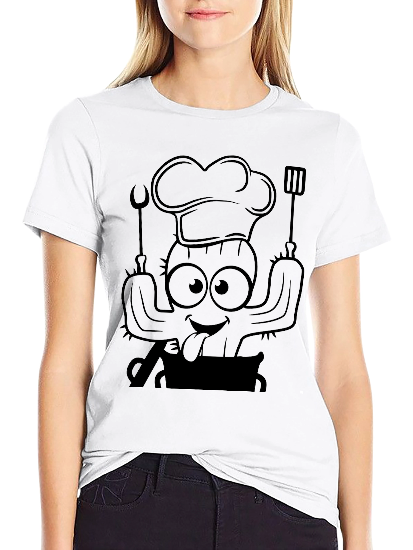 Black Chef Cactus Graphic T-Shirt - Unique Design view 9