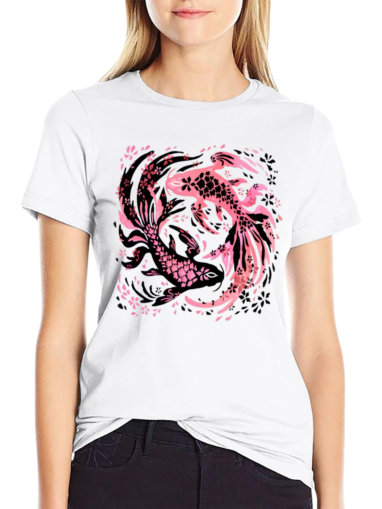 Black Koi Fish Graphic Tee - Black view 9