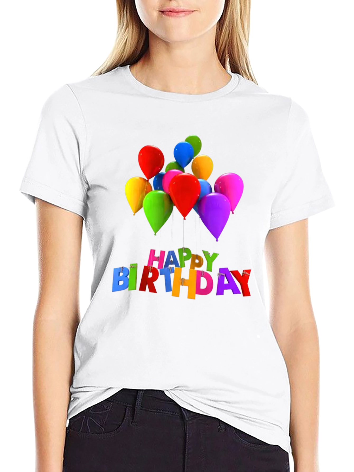 Black Happy Birthday Balloons Graphic Tee - Black view 9