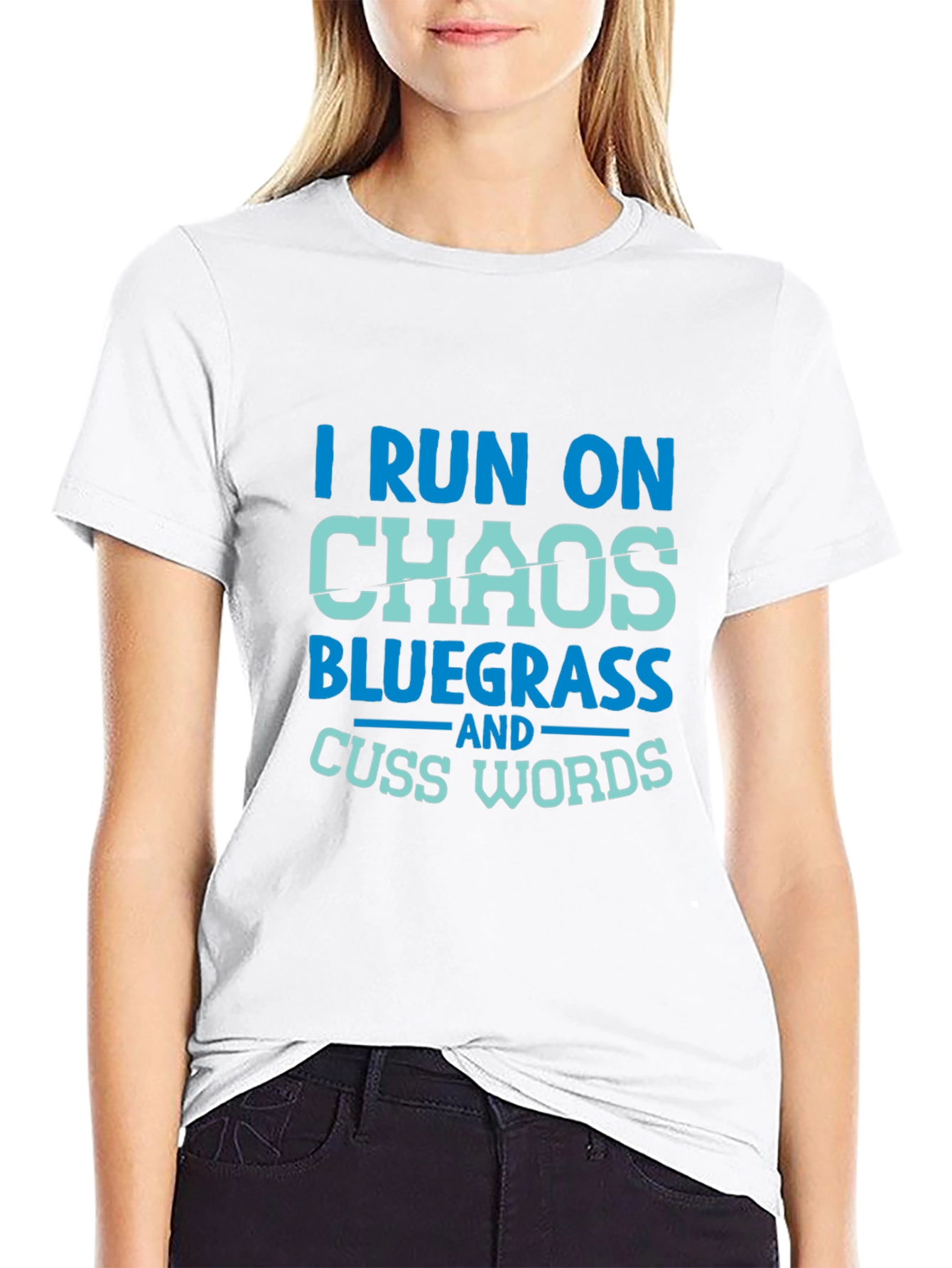 Black I Run on Chaos Bluegrass T-Shirt view 9
