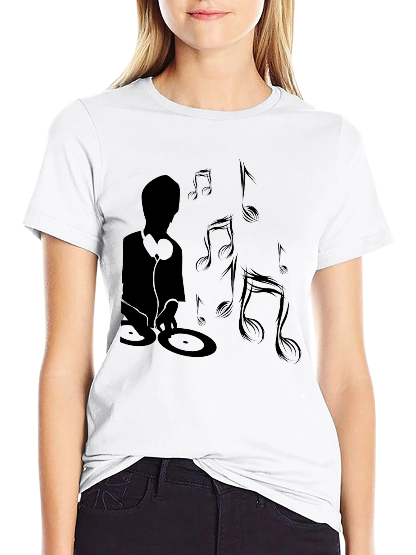 Black DJ Music Graphic Tee - Black Cotton Shirt view 9