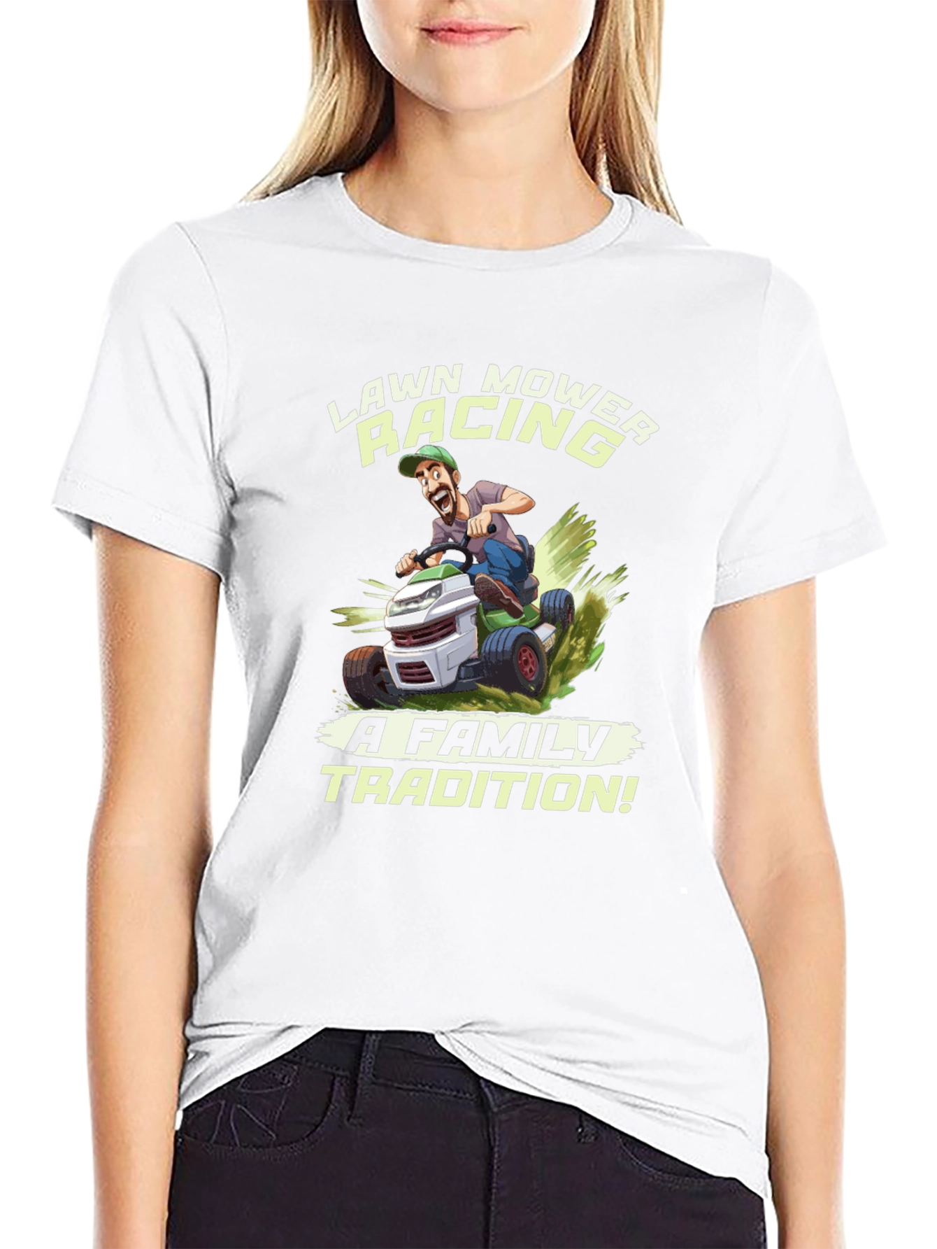Black Lawn Mower Racing T-Shirt - Family Tradition Tee view 9