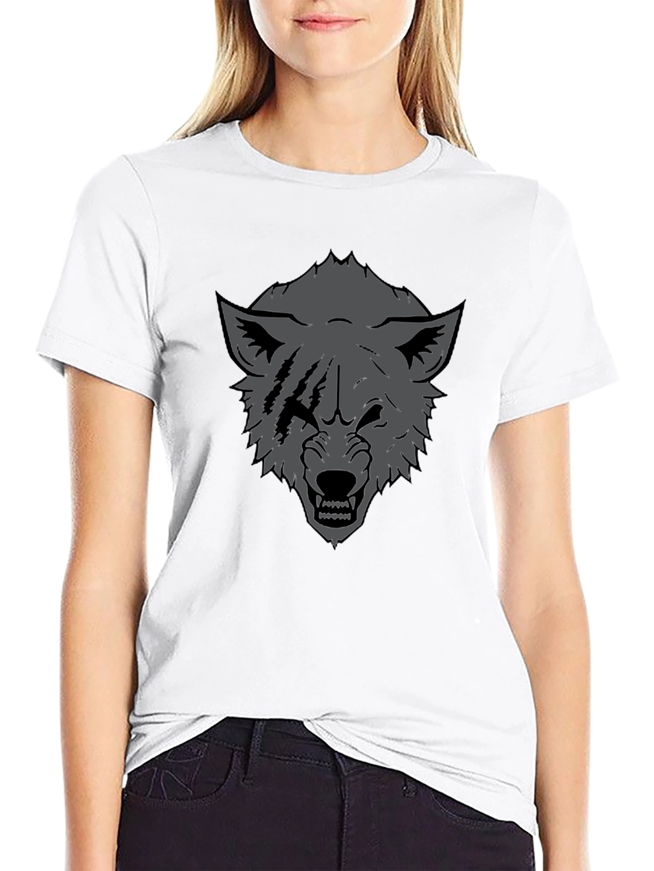 Black Men's Black Wolf Graphic Tee - Fierce Design view 9