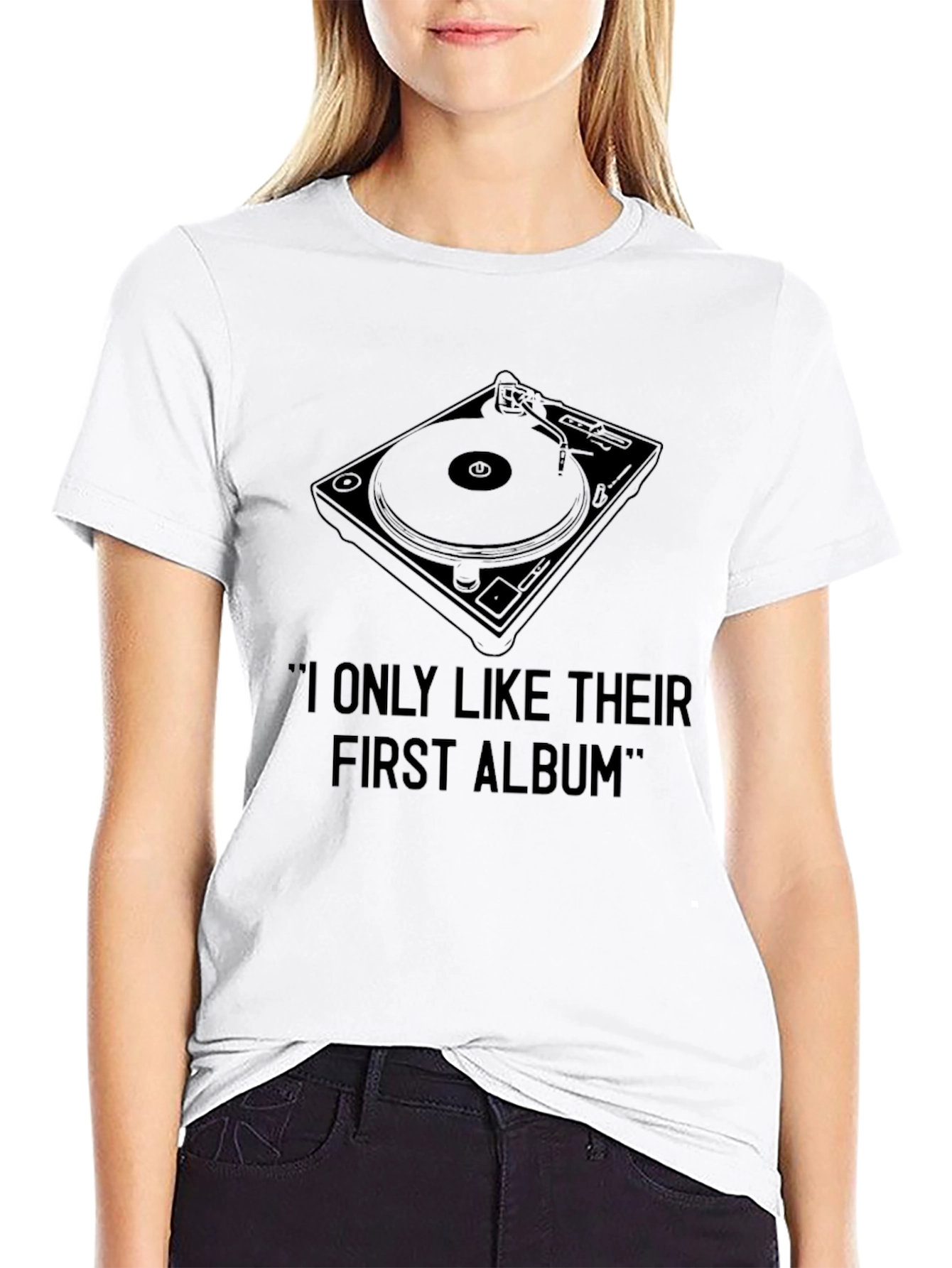 Black Turntable T-Shirt - "I Only Like Their First Album" view 9