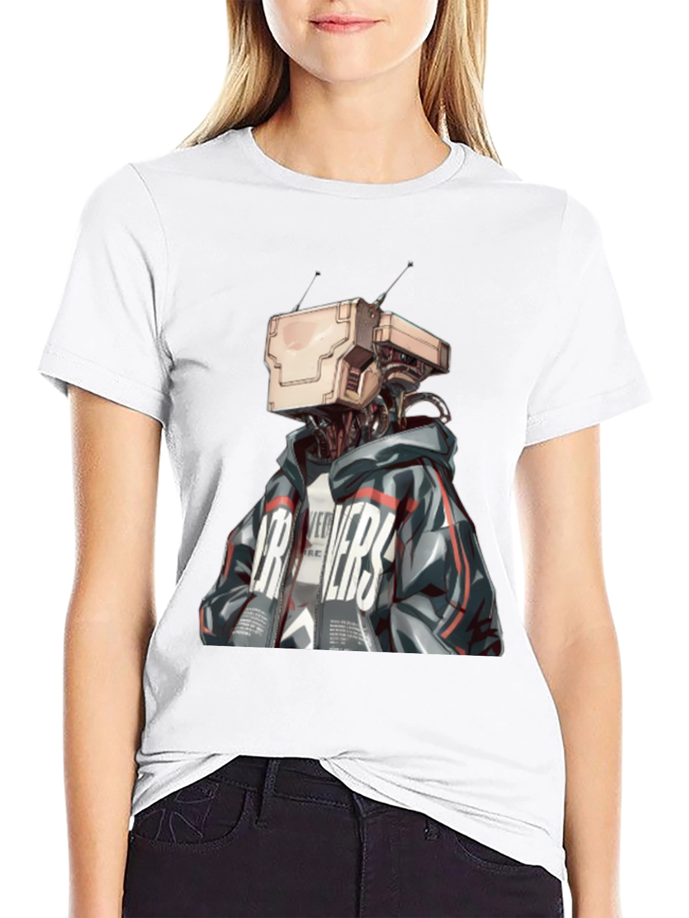 Black Robot Head Graphic Black T-Shirt view 9