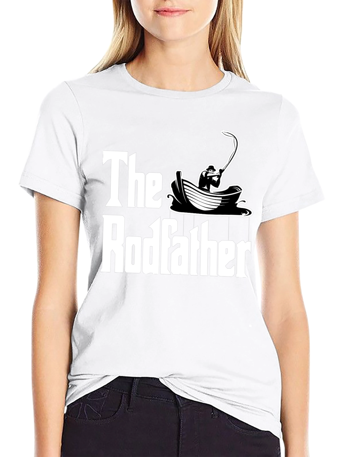 Black The Rodfather T-Shirt Fishing Design view 9