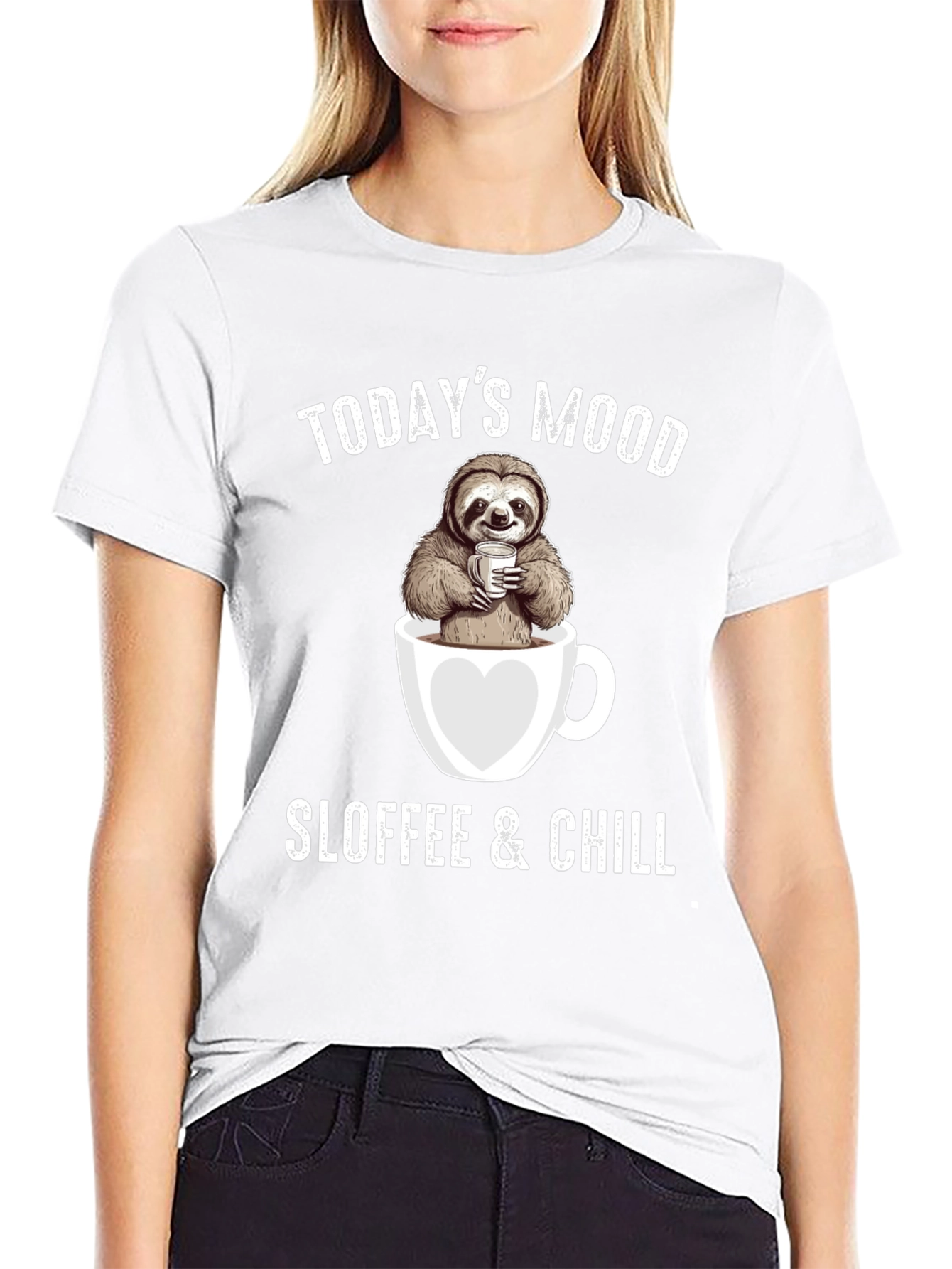 Black Sloffee & Chill Sloth Coffee Lover T-Shirt view 9
