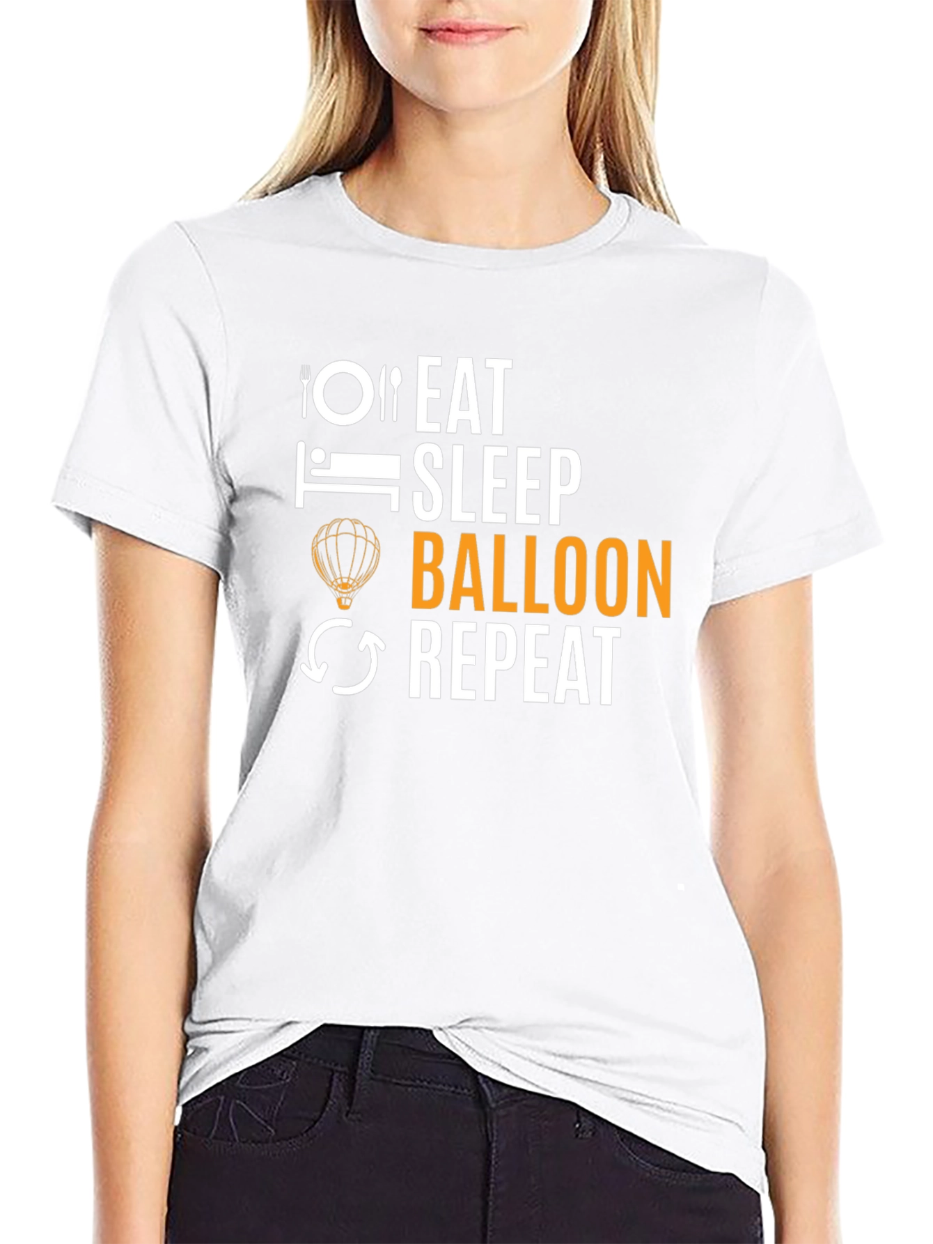 Black Eat Sleep Balloon Repeat T-Shirt - Black view 9