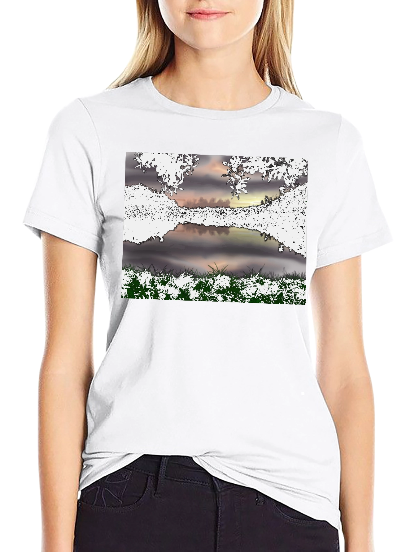 Black Nature Scene Graphic T-Shirt view 9