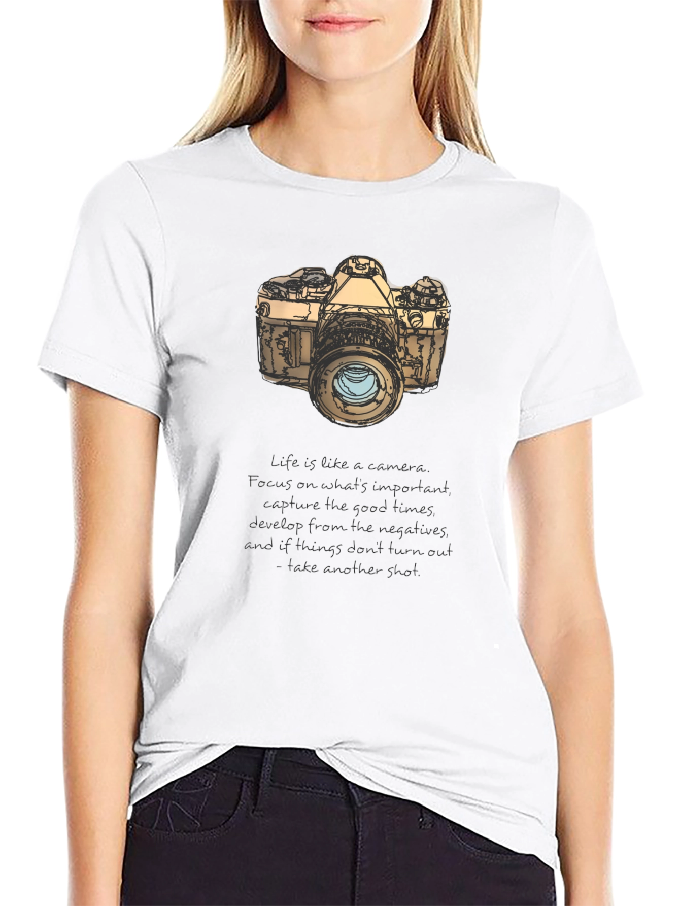 Black Camera Graphic T-Shirt - Focus on the Good Times view 9