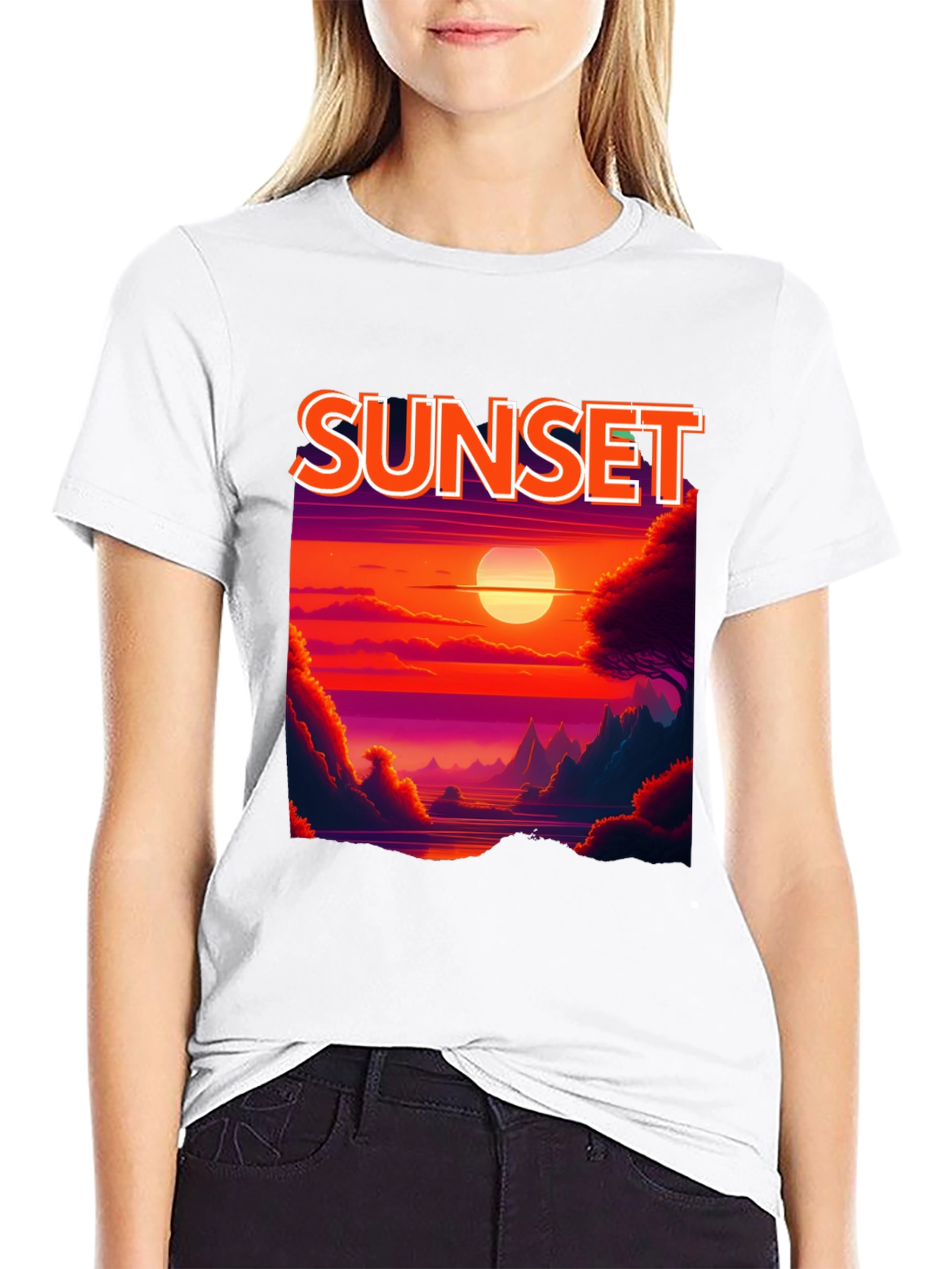 Black Sunset Graphic T-Shirt - Vibrant Landscape Tee view 9