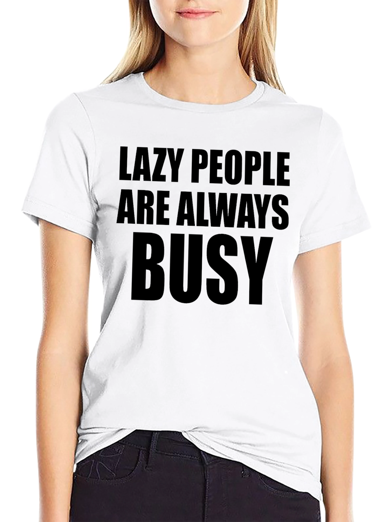 Black Lazy People Always Busy Graphic Tee view 9