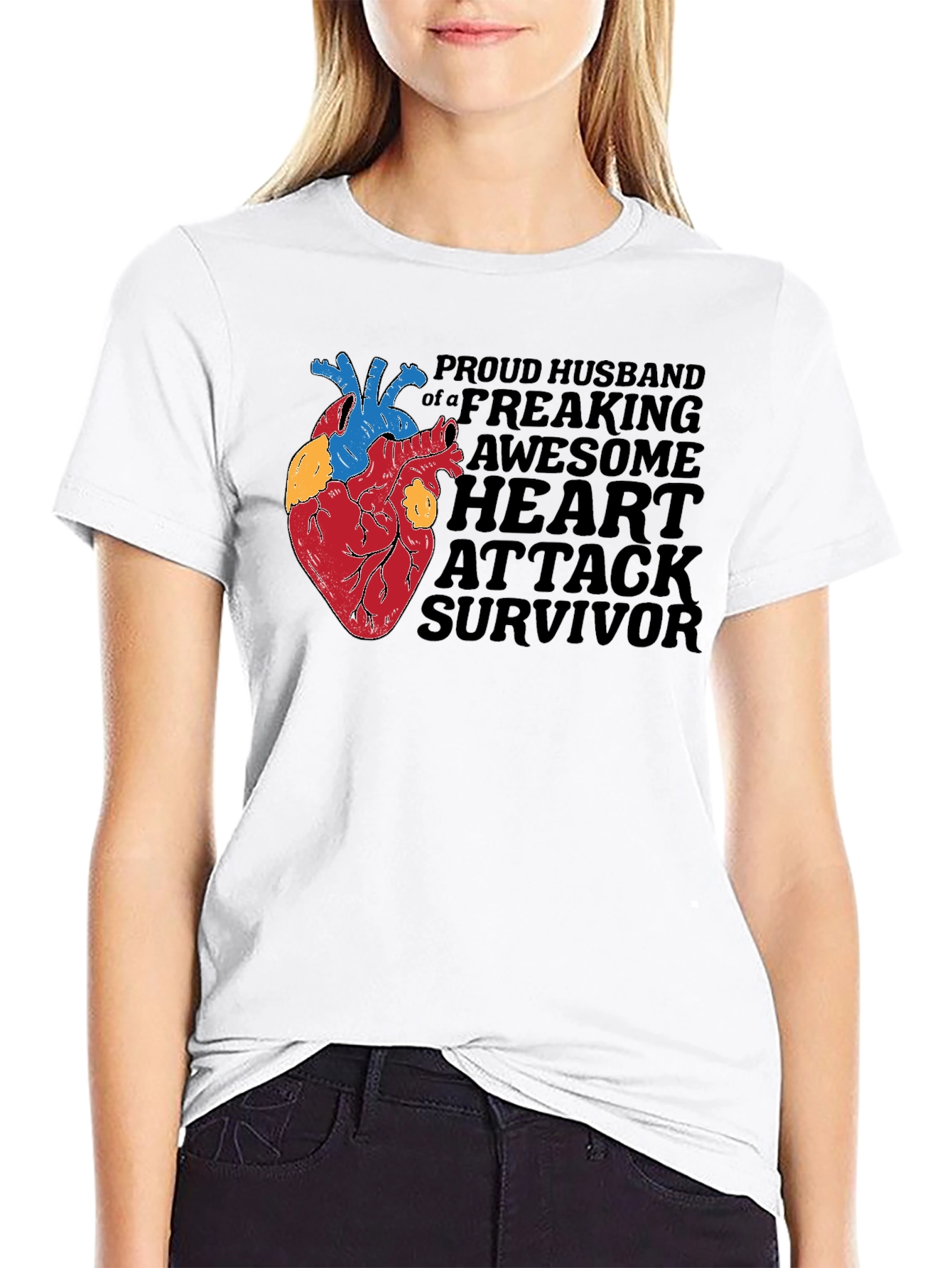 Proud Husband Heart Attack Survivor Graphic Tee - 9