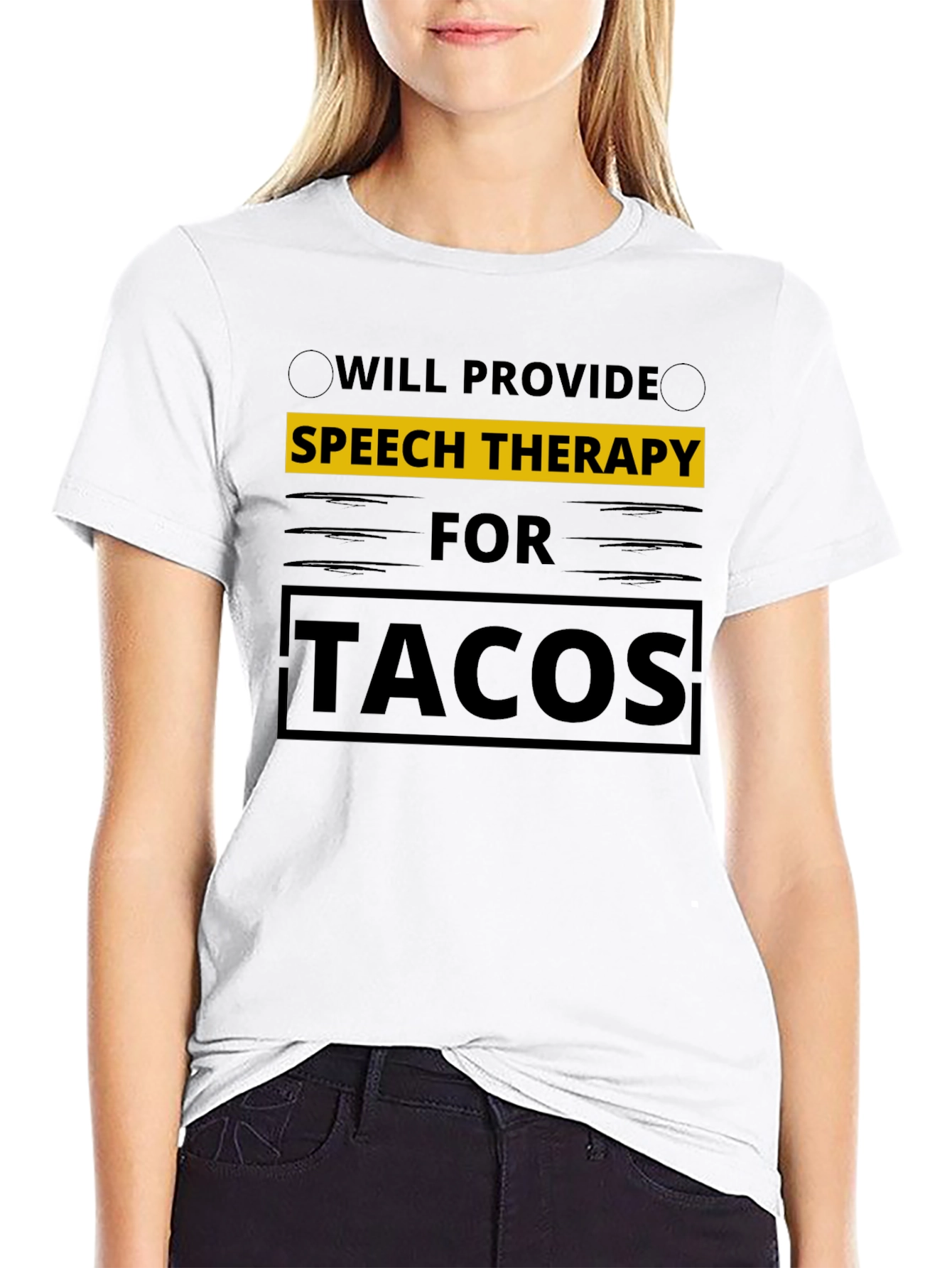 Black Speech Therapy for Tacos T-Shirt view 9