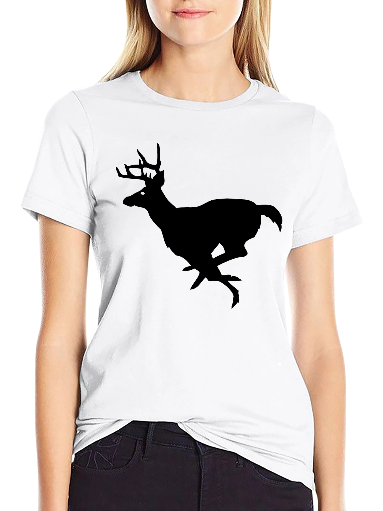 Black Black Deer Silhouette T-Shirt view 9