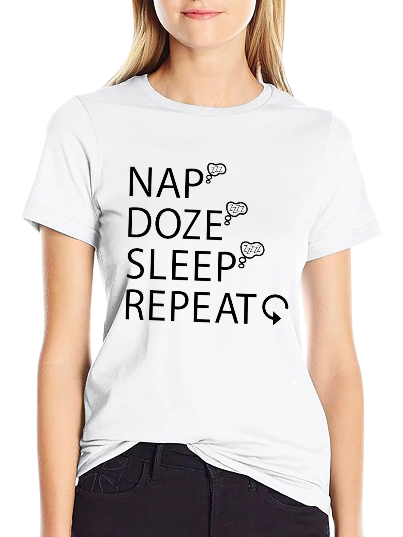 Black Nap Doze Sleep Repeat Men's Black Graphic Tee view 9