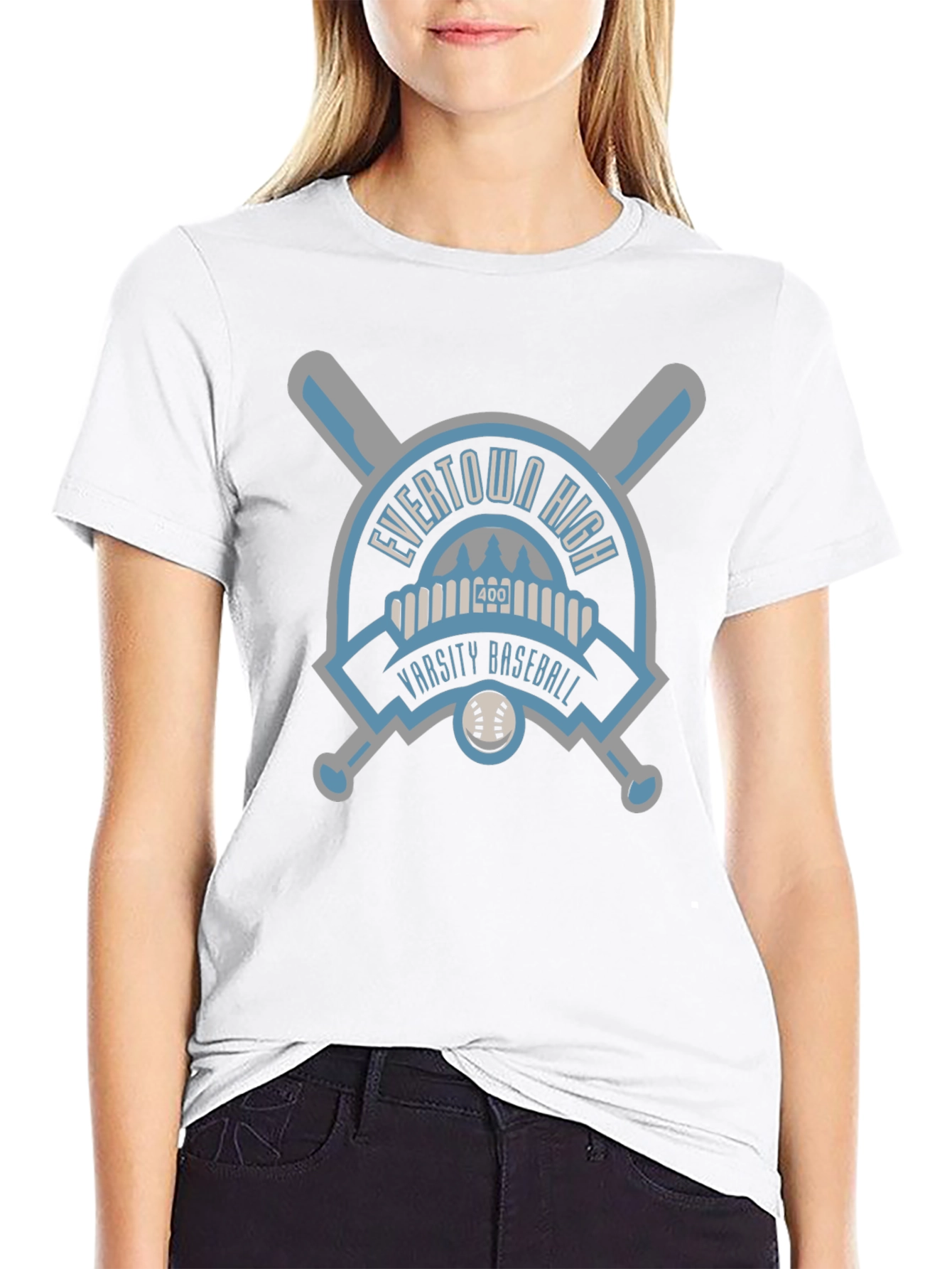 Black Evertown High Varsity Baseball Black T-Shirt view 9