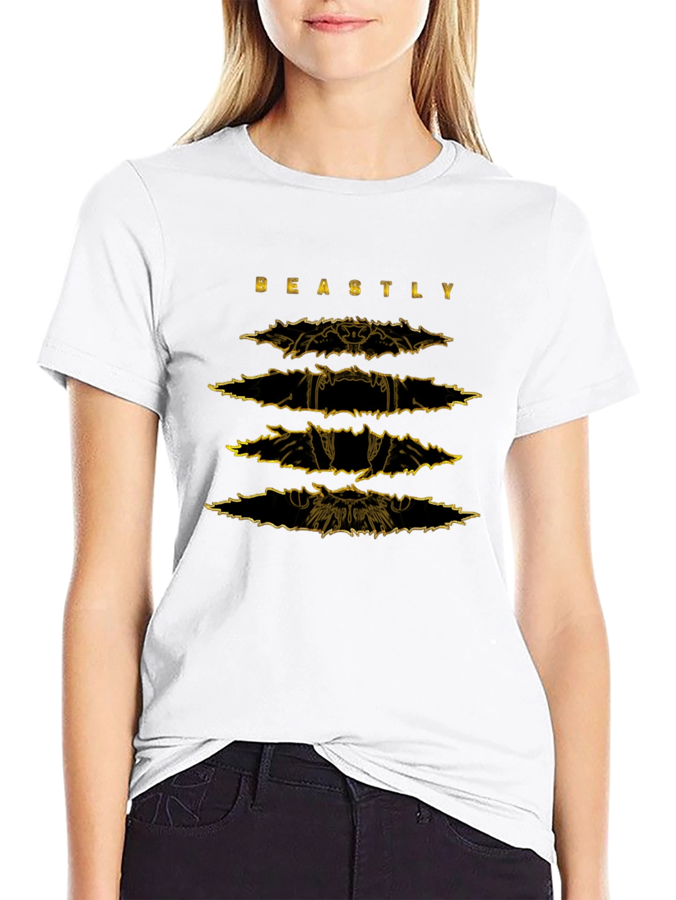 Black Beastly Graphic Print Men's Black T-Shirt view 9