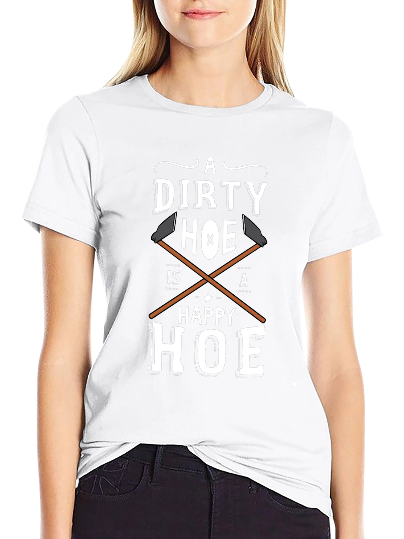 Black Dirty Hoe Happy Hoe Funny Adult Humor T-Shirt view 9
