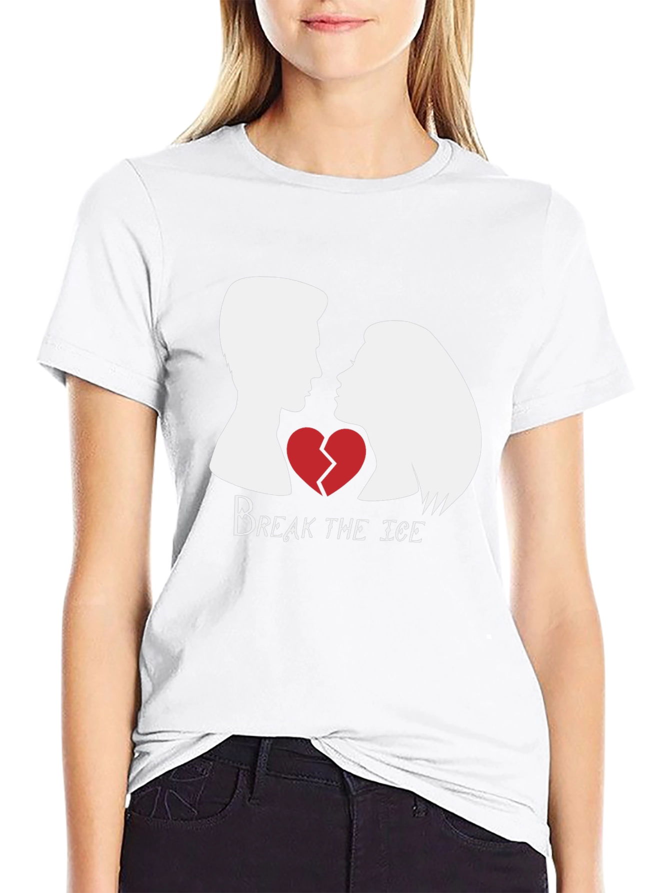 Black Break the Ice Graphic Tee - Couple's Heart Shirt view 9