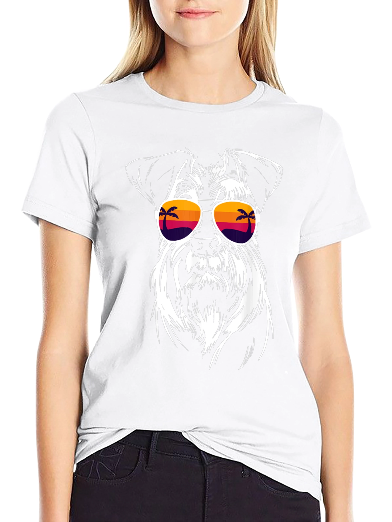 Black Cool Dog with Sunglasses Black T-Shirt view 9