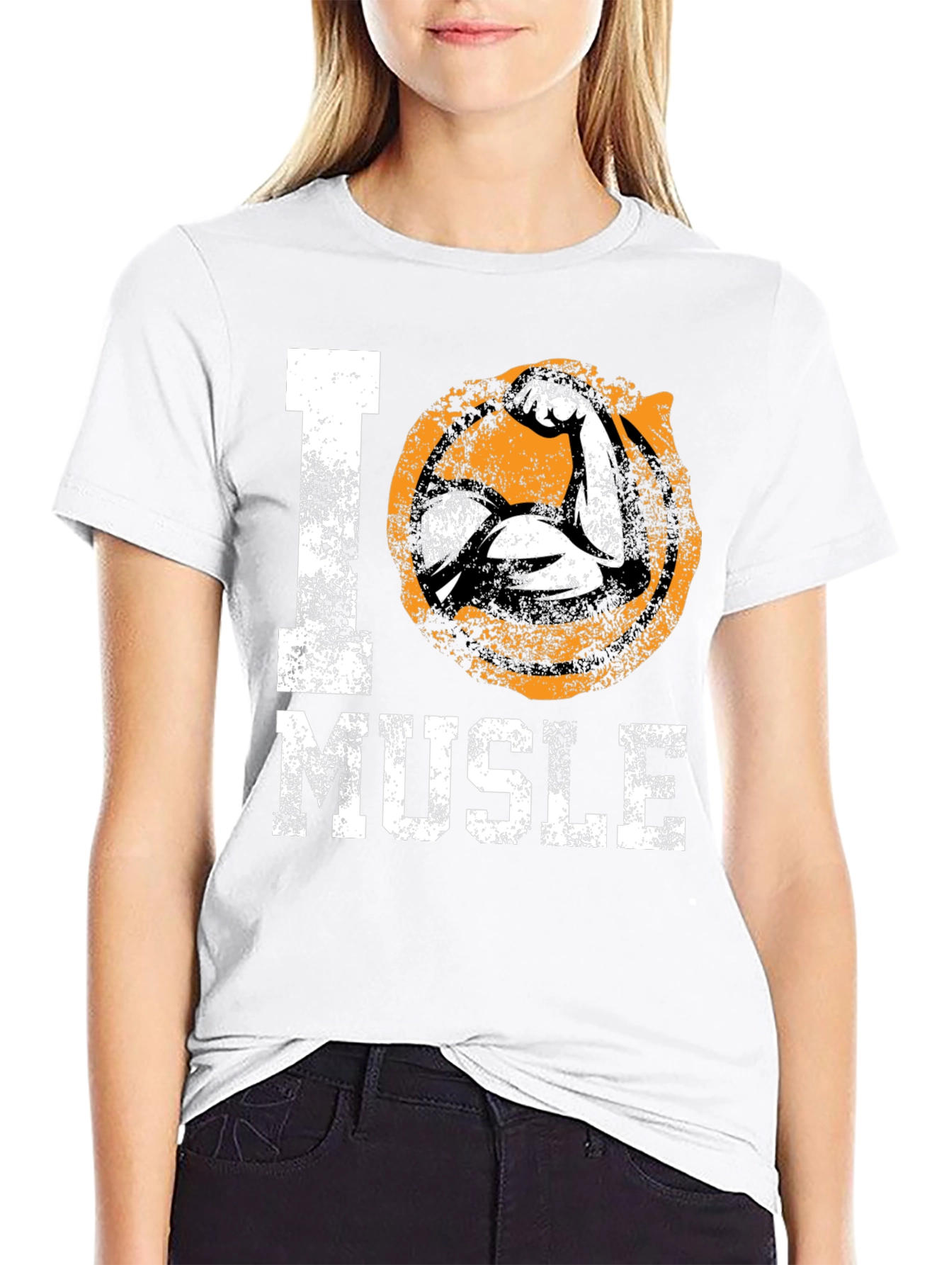 Black I Love Muscle T-Shirt view 9