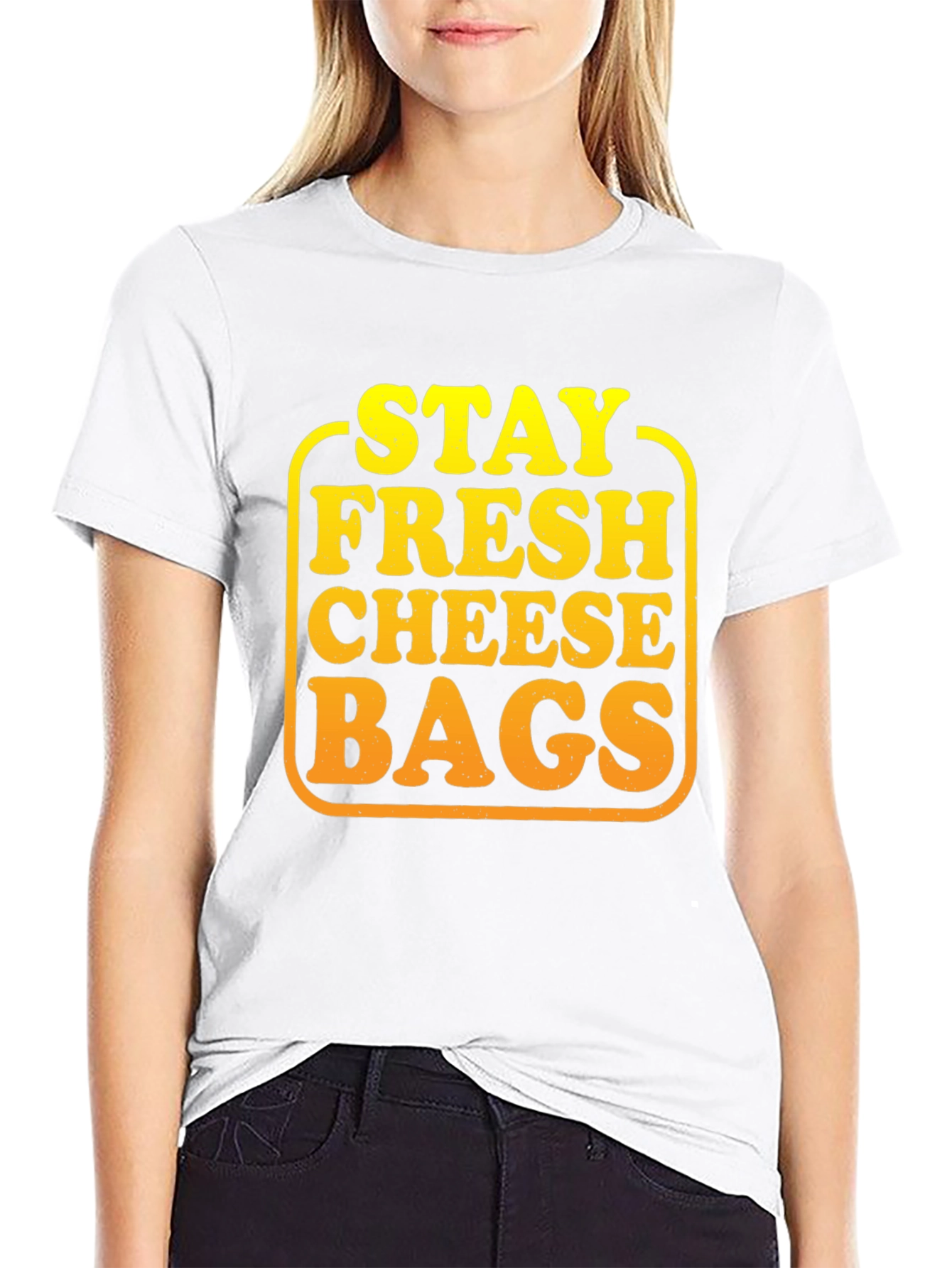 Black Stay Fresh Cheese Bags Graphic T-Shirt view 9