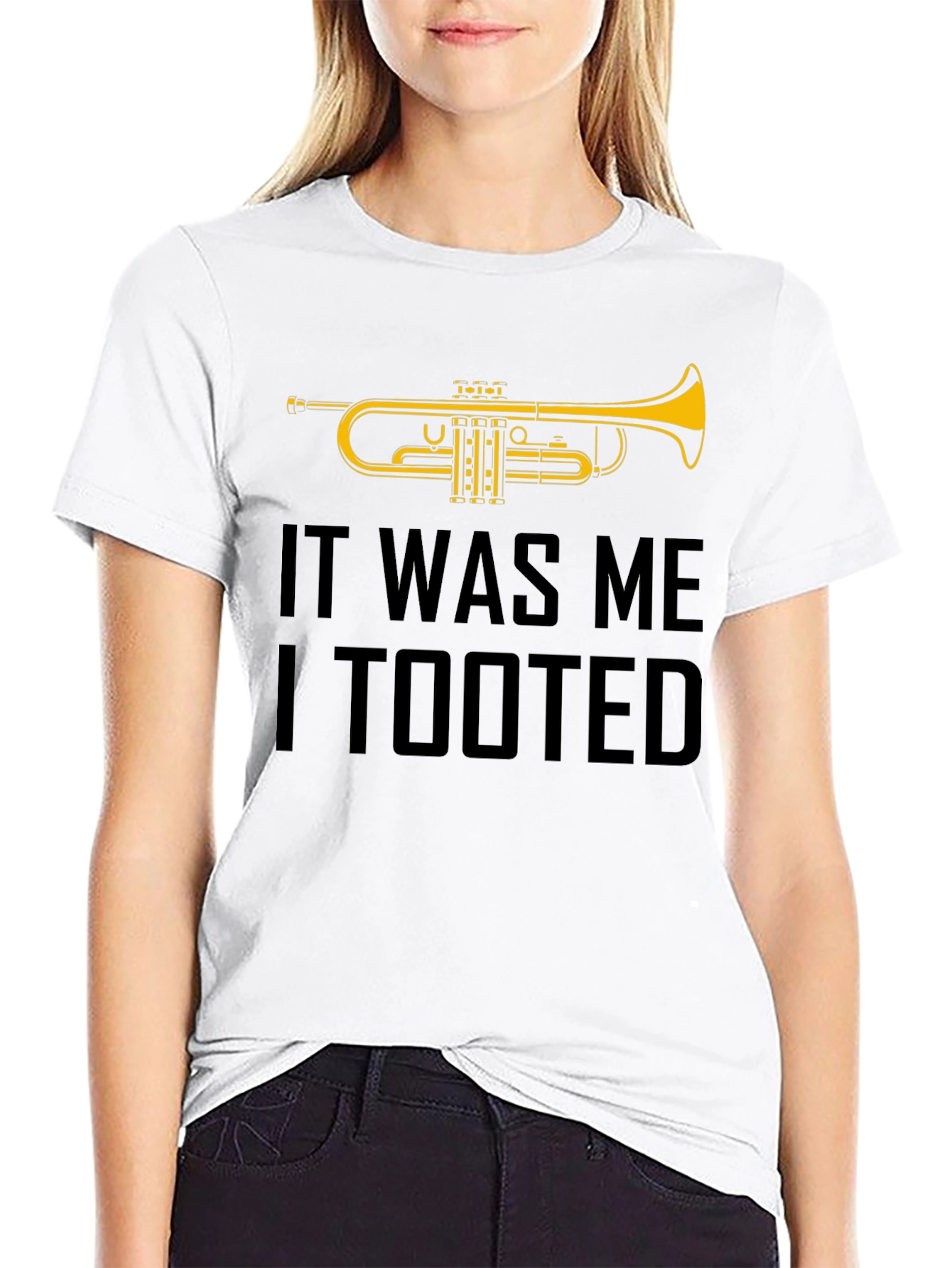 Black It Was Me I Tooted Trumpet Graphic T-Shirt view 9