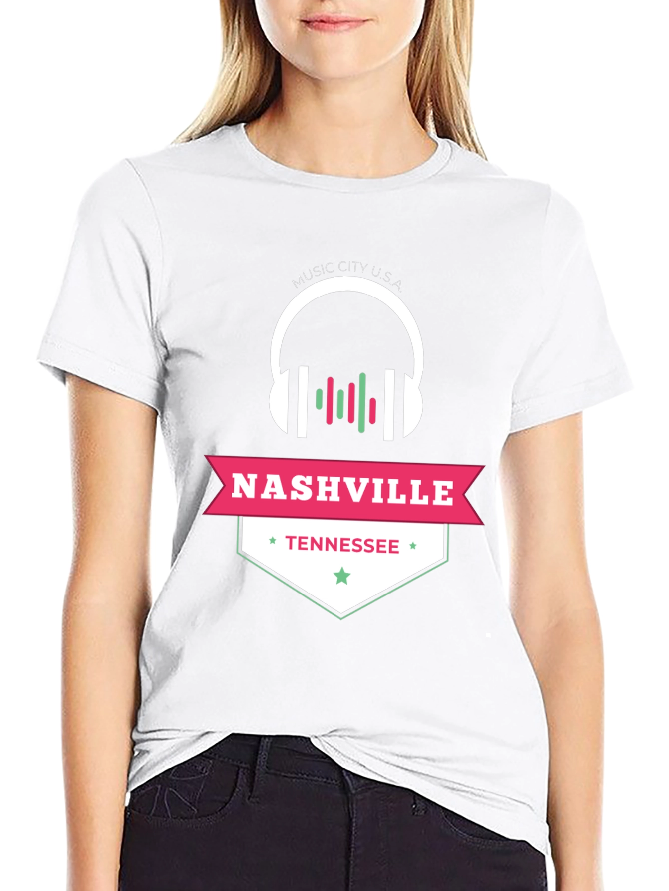 Black Nashville Tennessee Music City USA Graphic Tee view 9