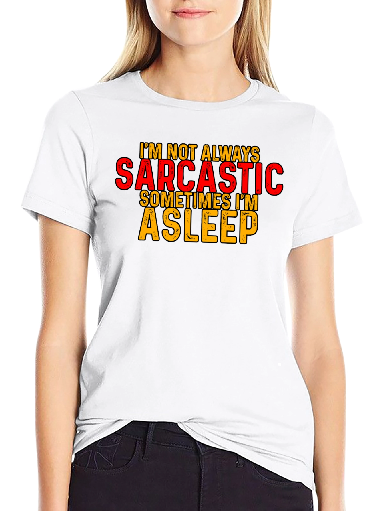 Black Sarcastic/Asleep Graphic T-Shirt view 9