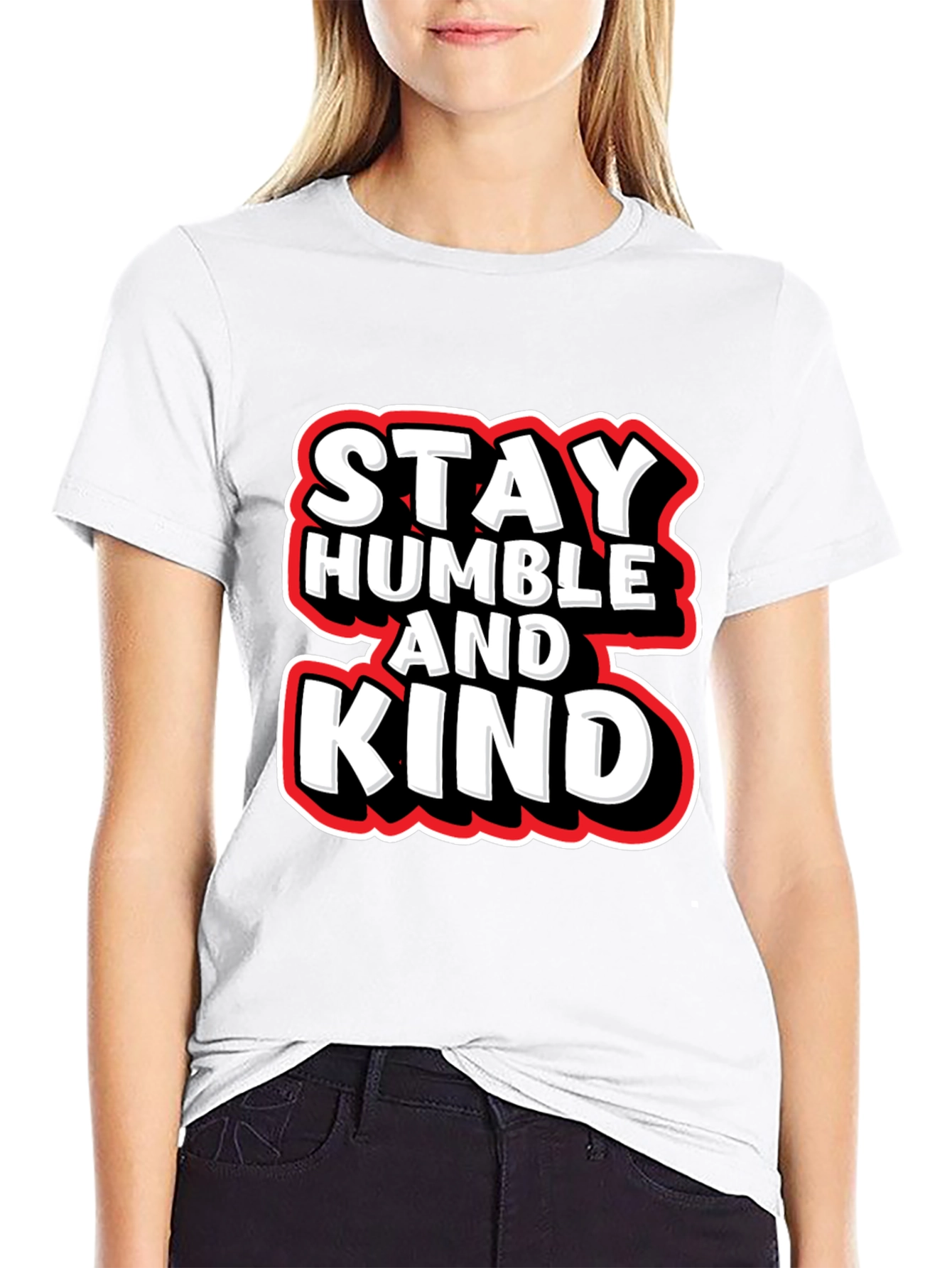 Black Stay Humble & Kind Graphic Tee - Casual Black T-Shirt view 9