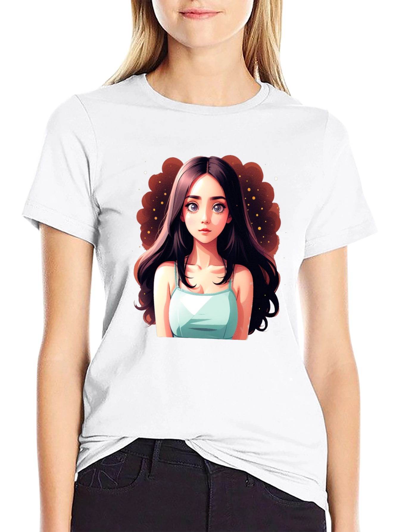Black Anime Girl Graphic Black T-Shirt view 9