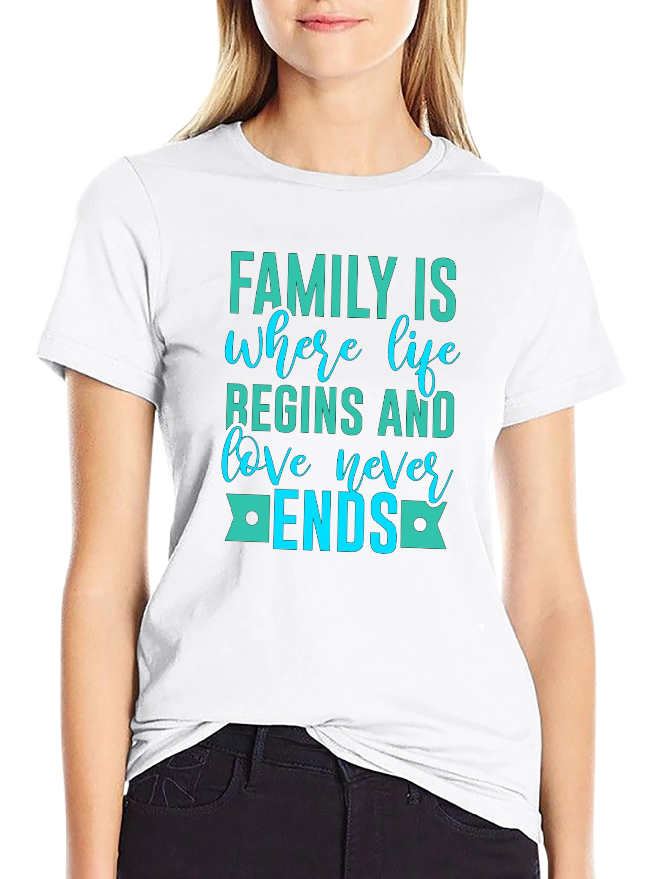 Black Family Love Never Ends Graphic Tee - Black Casual T-Shirt view 9