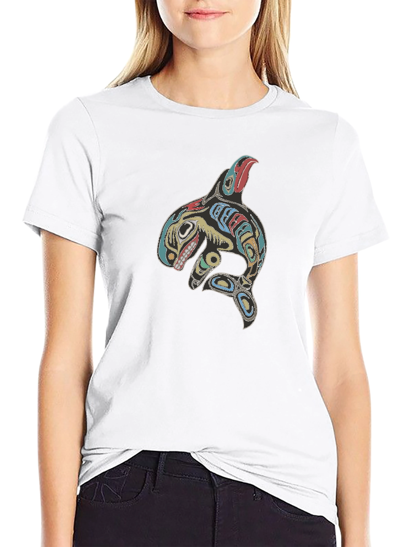 Orca Whale Design Black T-Shirt - 9